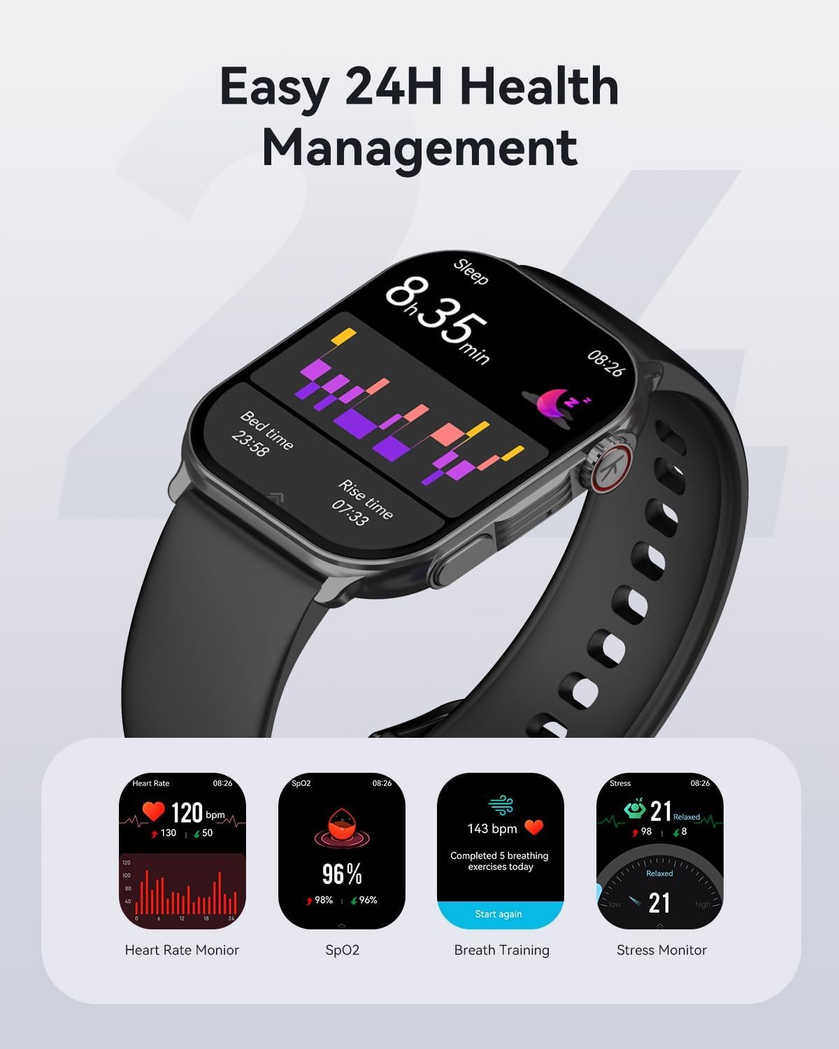 Smart Watch for Men Women(Answer/Make Calls), 2.01" AMOLED HD Display Heart Rate Sleep Monitor Fitness Activity Tracker for Android iOS,B2 - Image 5