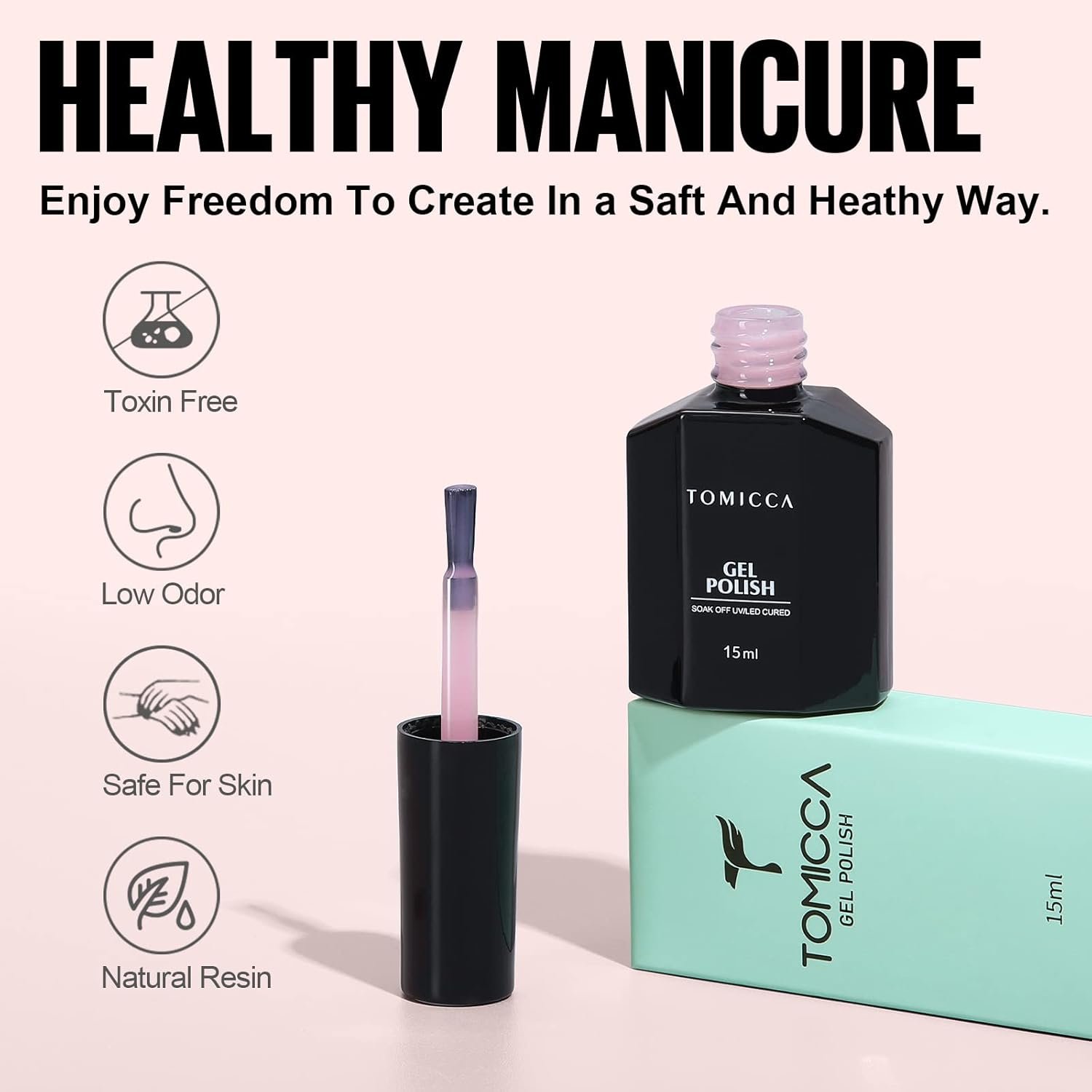 TOMICCA Pink Gel Nail Polish, Clear Pink Gel Polish, Pink Nude Gel Polish, Soak Off UV Jelly Gel Nail Polish, Sheer Translucent Colors Nail Art French Manicure DIY - Image 8