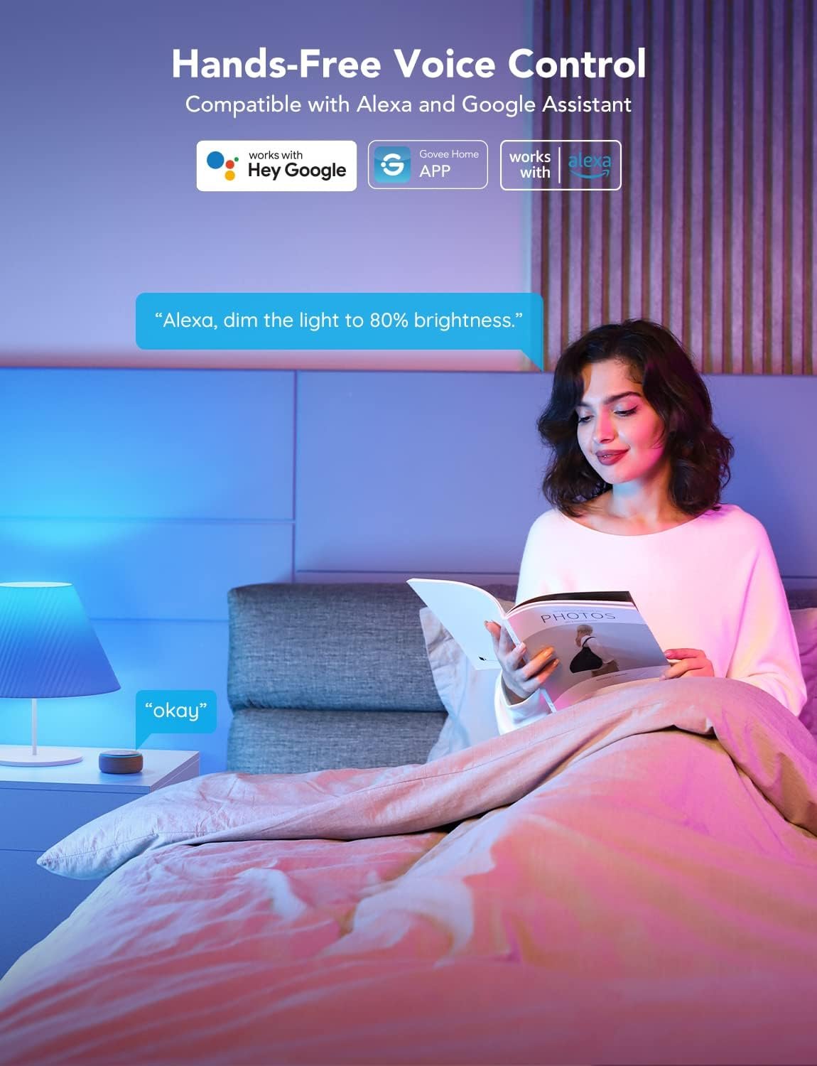 Govee LED Smart Light Bulbs, 1000LM Color Changing Light Bulb, Wi-Fi & Bluetooth Light Bulbs, Work with Alexa and Google Assistant, Dimmable RGBWW A19 75W Equivalent Smart Bulbs, 2 Pack - Image 6