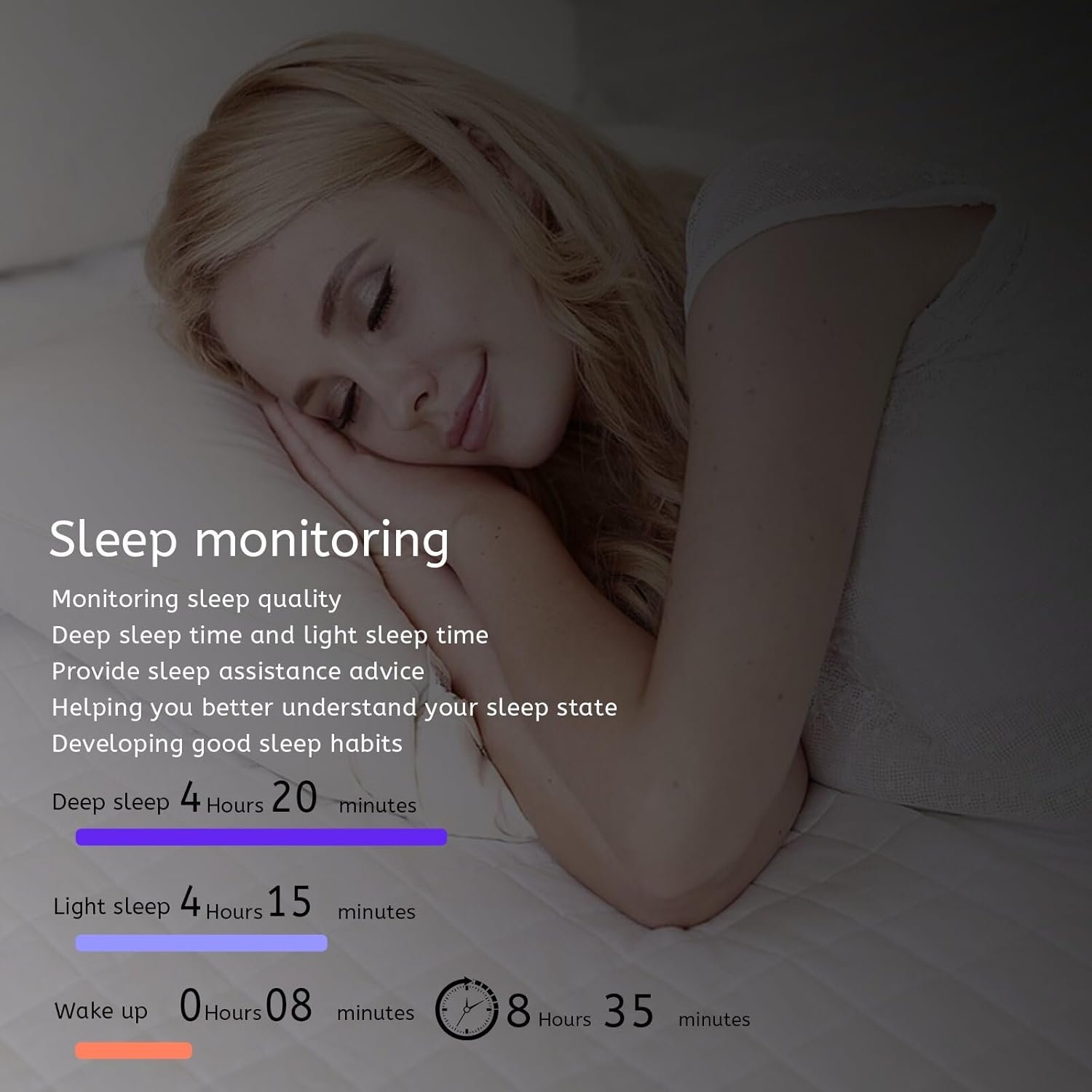 Smart Ring, Smart Ring Health Tracker, IP68 Waterproof Fitness Tracker Ring, No App Subscription with Heart Rate, Blood Oxygen, and Activity Tracking (Silver, 9#) - Image 3