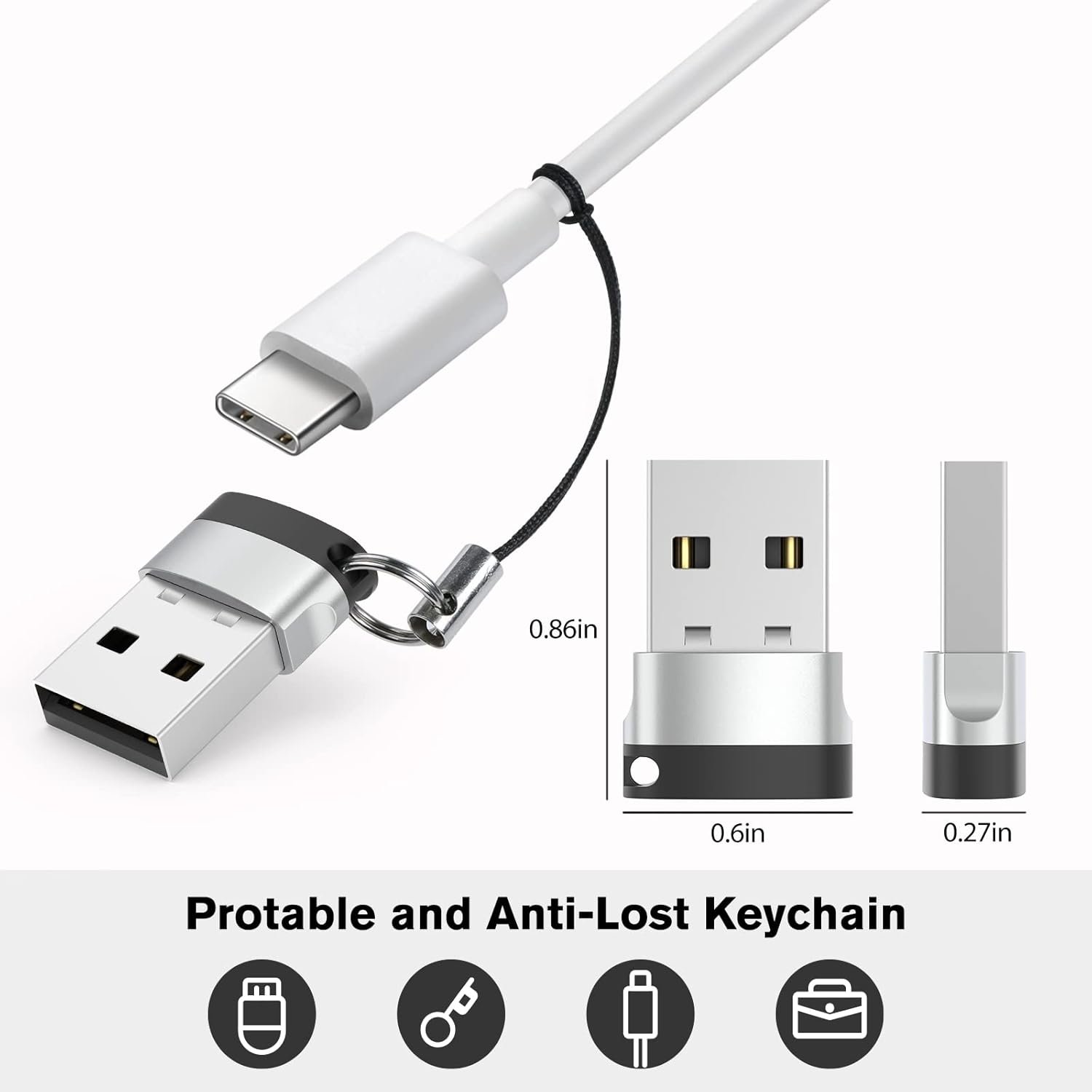 USB C to USB Adapter (4 Pack),USB-C Female to USB Male, Type C to USB A Converter Compatible with Apple MagSafe, iPhone 11 12 13 14 15 Pro Max, Samsung Galaxy Note,Google Pixel etc, Grey - Image 7