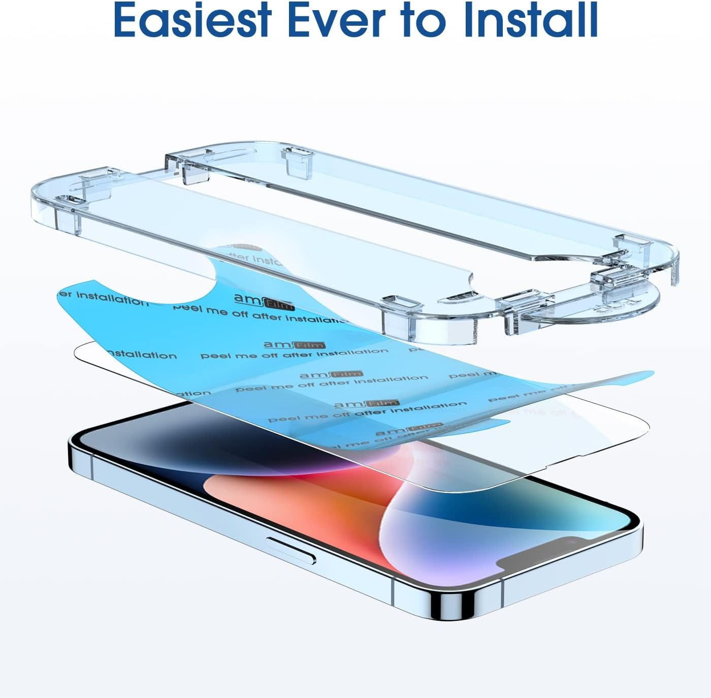 amFiIm 2 Pack Tempered Glass Screen Protector + Camera Lens Protector for iPhone 14 6.1", Easy OneTouch Installation, Auto-Alignment, Bubble Free Case Friendly, Anti-Scratch - Image 4