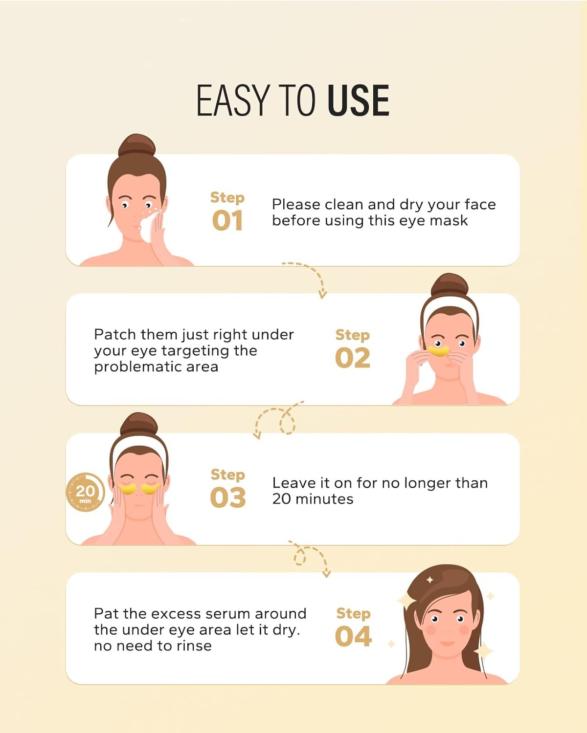 24k Gold Under Eye Patches (25 Pairs), eye mask, Collagen Skin Care Products, Eye Patches for Puffy Eyes, eye masks for dark circles and puffiness - Image 6