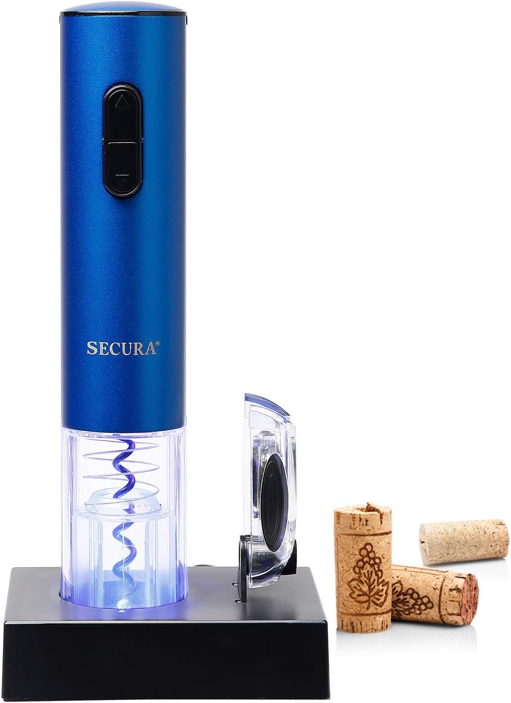 Secura Electric Wine Opener, Automatic Electric Wine Bottle Corkscrew Opener with Foil Cutter, Rechargeable (Blue) - Image 2
