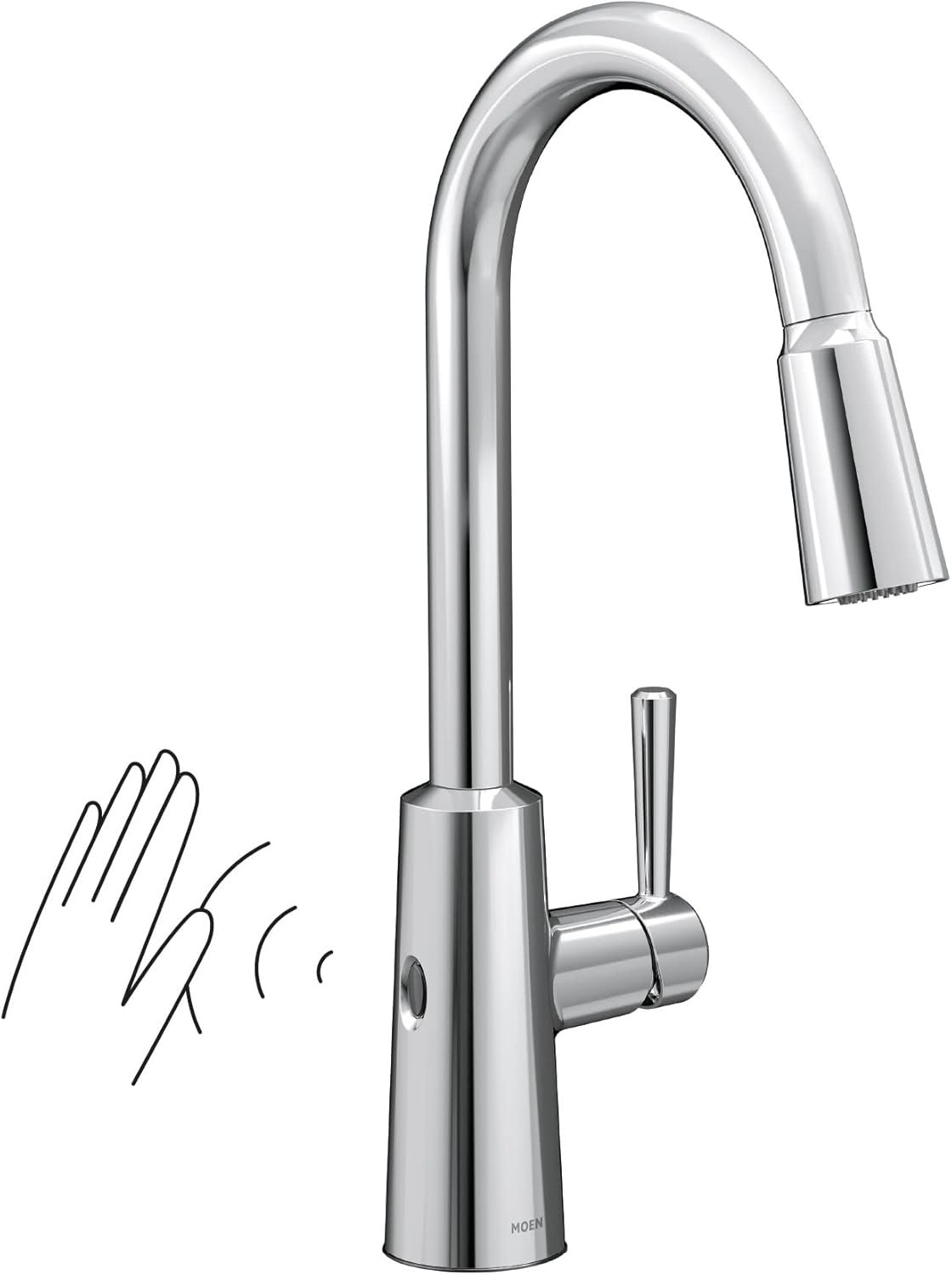 Moen 7402EW Riley Single Handle High Arc Pull Down Kitchen Faucet, Chrome - Image 2