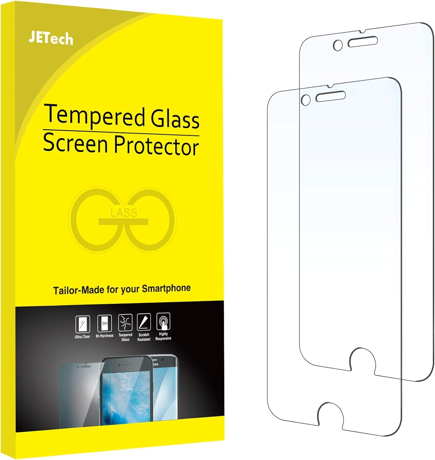 JETech Screen Protector for iPhone 8 Plus and iPhone 7 Plus, 5.5-Inch, Tempered Glass Film, 2-Pack - Image 2
