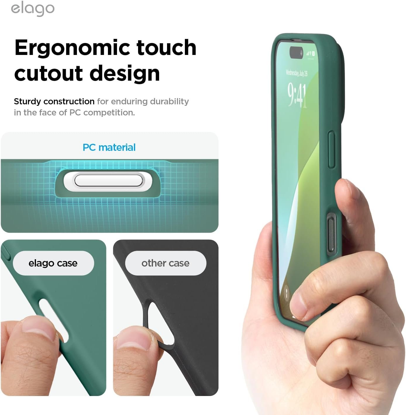 elago Compatible with iPhone 16 Pro Case, Premium Liquid Silicone Case, Full Body Protective Cover, Shockproof, Slim Phone Case, Anti-Scratch Soft Microfiber Lining, 6.3 inch (Midnight Green) - Image 7