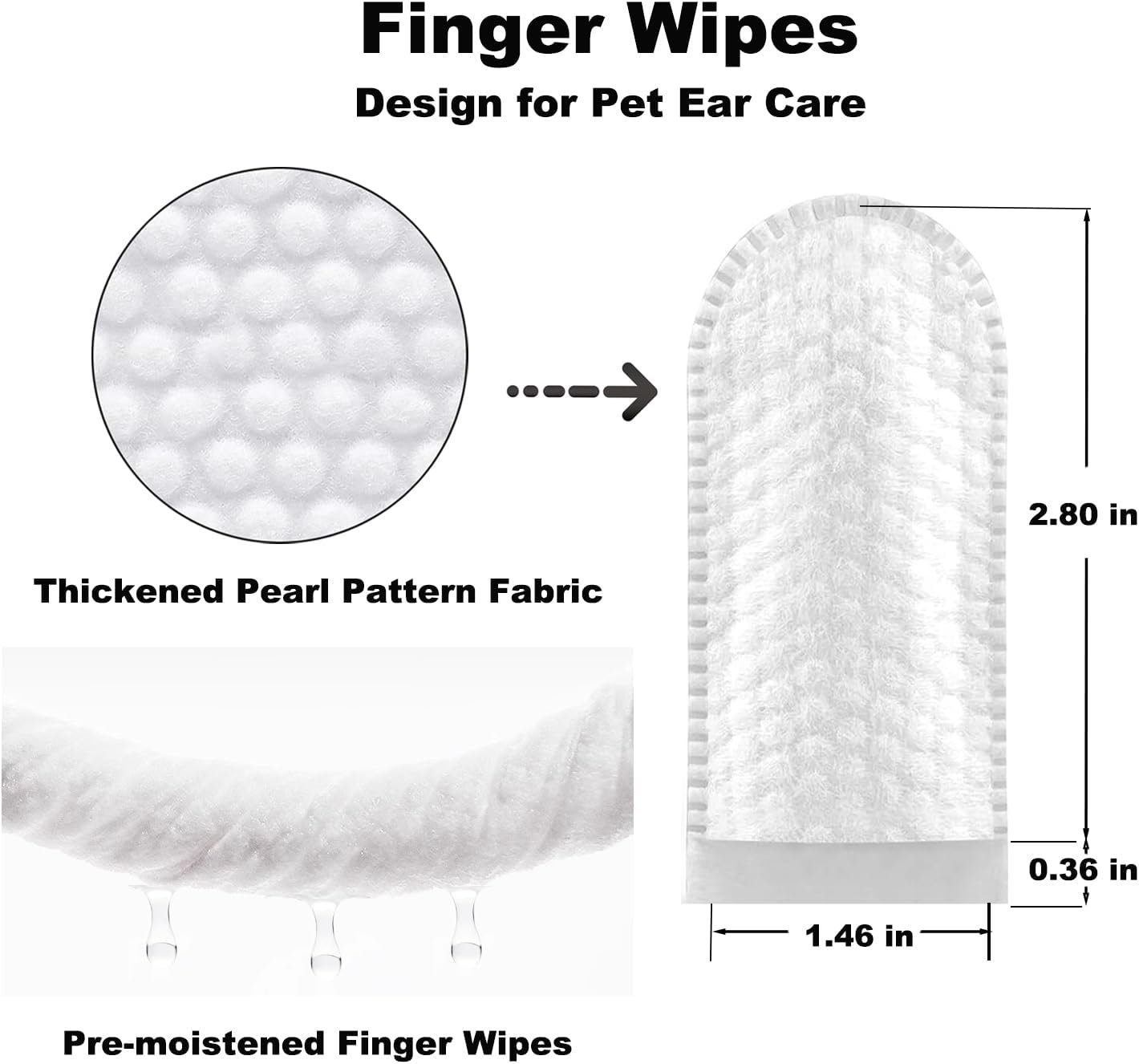 2 Pack Dog Ear Finger Wipes, Dog Ear Cleaner, Grooming Kit Care for Dogs and Cats, Soft & Easy Otic Cleaning Pads, Gently Remove Ear Wax, Dirt & Odor - Image 7