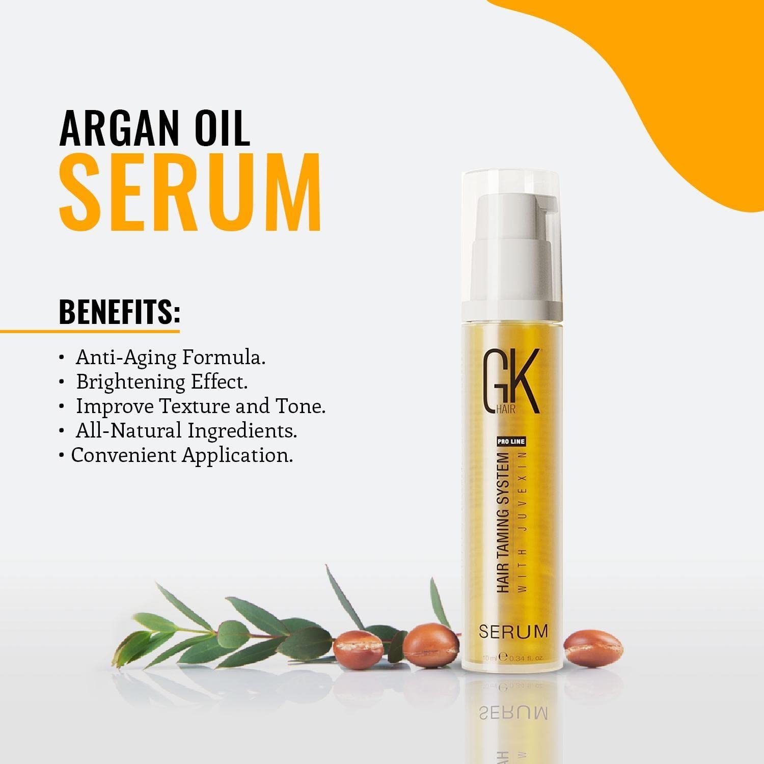GK HAIR Global Keratin 100% Organic Argan Oil Anti Frizz Mini Serum (0.34 Fl Oz/10ml) Styling Smoothing Strengthening Hydrating & Nourishing Heat Protection Shine Frizz Control Dry Damage Hair Repair - Image 6