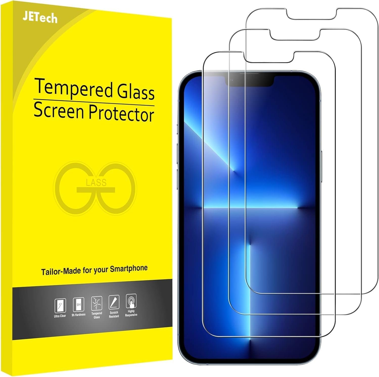 JETech Screen Protector Compatible with iPhone 13 and iPhone 13 Pro 6.1-Inch, Tempered Glass Film, 3-Pack - Image 2