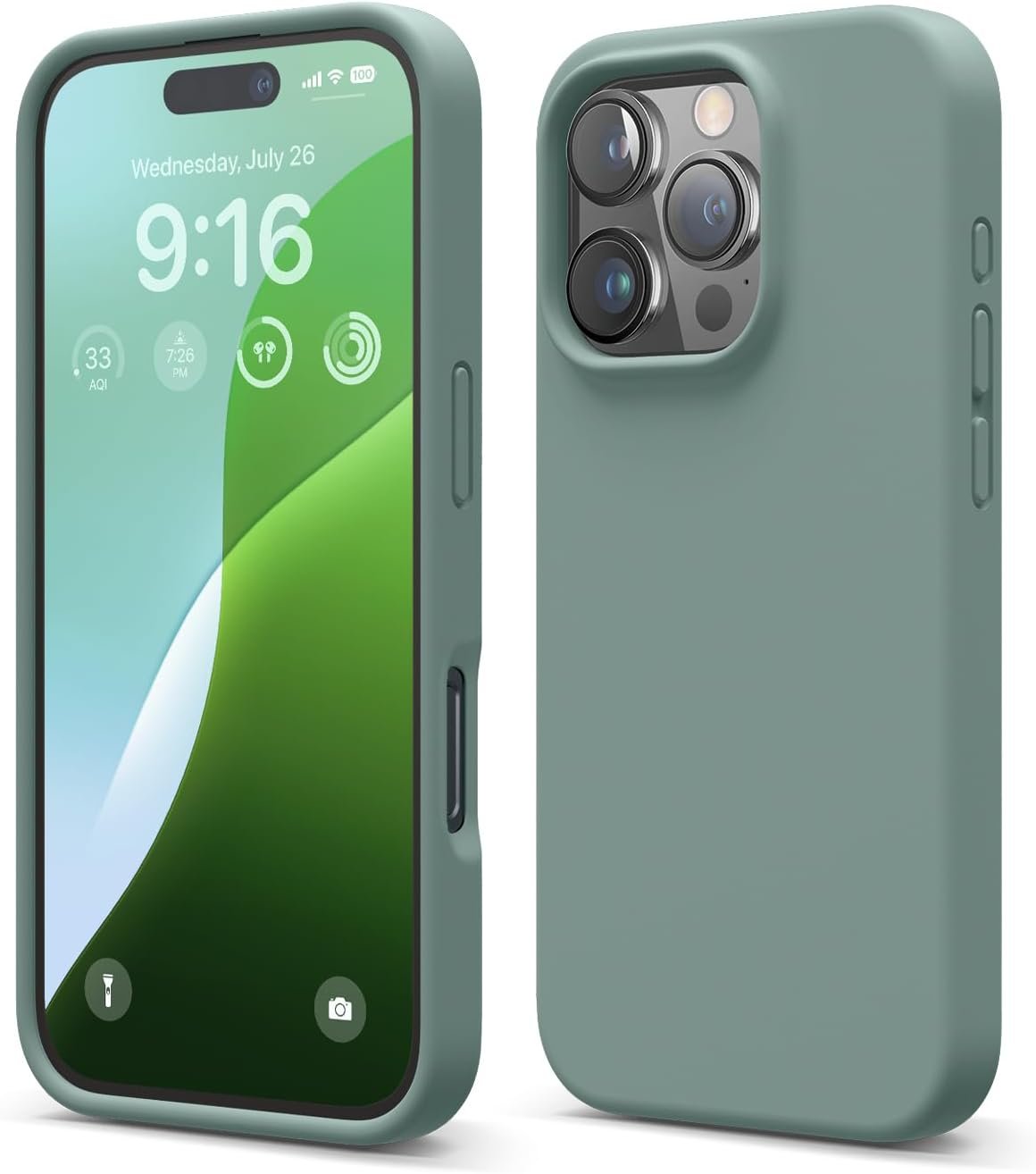 elago Compatible with iPhone 16 Pro Case, Premium Liquid Silicone Case, Full Body Protective Cover, Shockproof, Slim Phone Case, Anti-Scratch Soft Microfiber Lining, 6.3 inch (Midnight Green) - Image 2