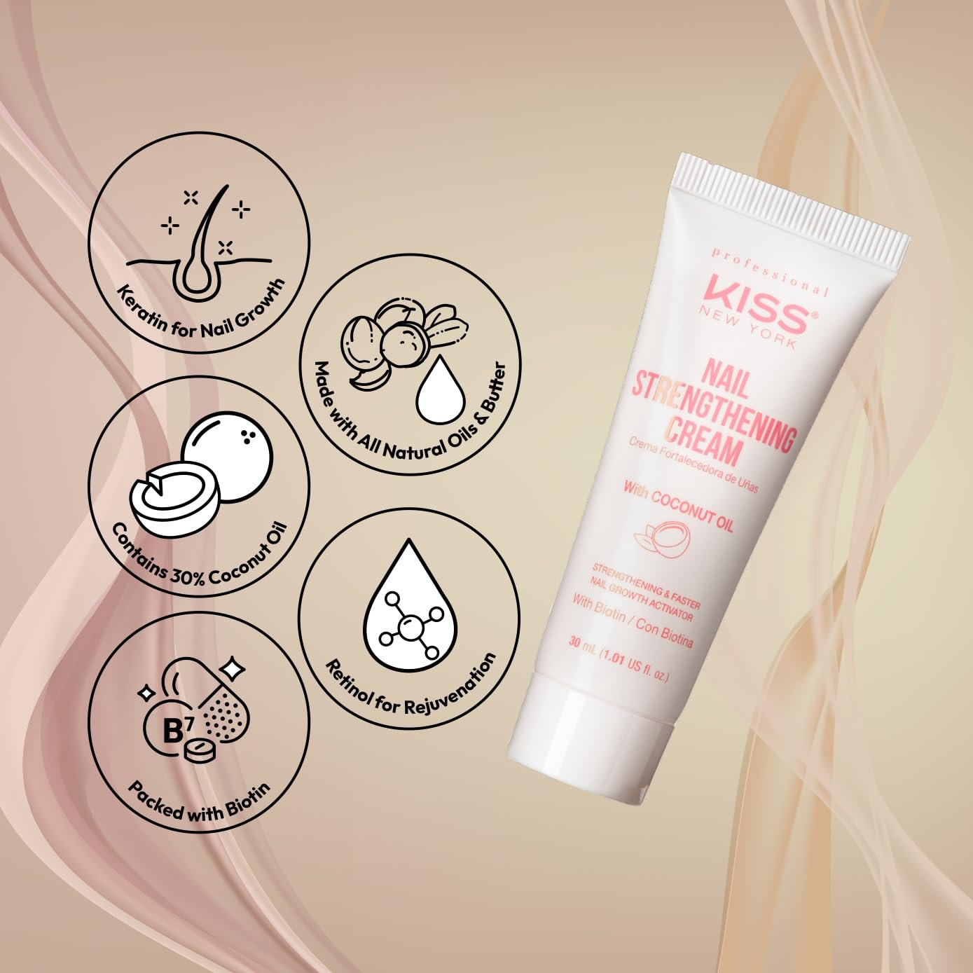Kiss New York Nail Strengthening Cream with Coconut Oil, Nail Growth & Conditioning Cream Nail Treatment, Made in Korea - Image 4