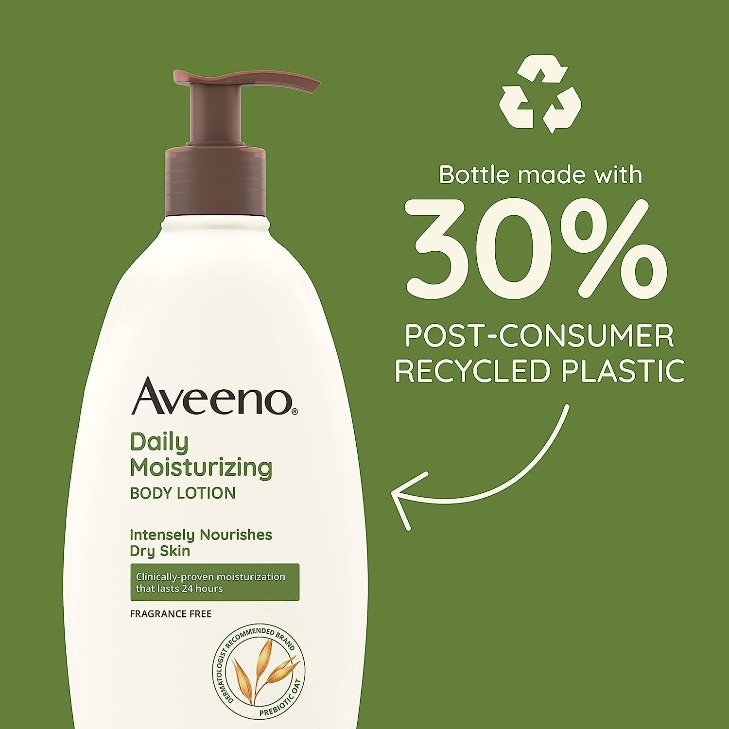 Aveeno Daily Moisturizer, Body Lotion, For Dry Skin, Prebiotic Oat Fragrance Free, 18 fl. oz, Pack of 1 - Image 6