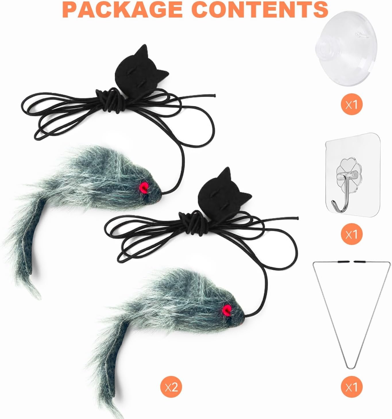 FYNIGO 2 Pcs Self Play Hanging Door Cat Mouse Toys for Bored Indoor Adult Cats Kitten,Interactive Cat Mice Toys for Hunting Exercising Eliminating Boredom, for All Breeds - Image 3