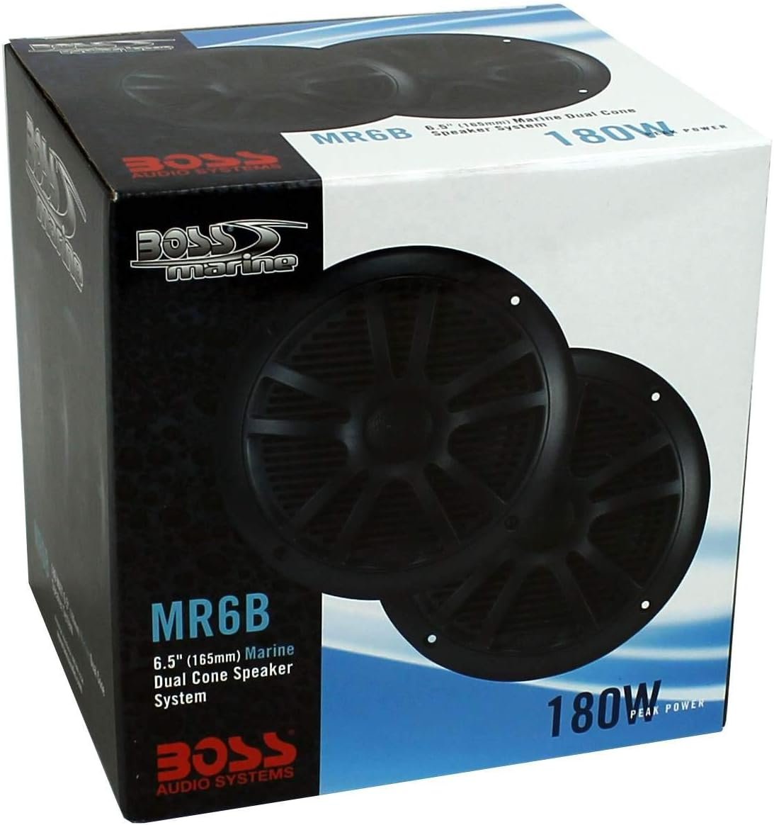 BOSS 6.5" 360W Dual Cone Black Marine Boat Outdoor Audio Speakers, 4pk | MR6B - Image 8