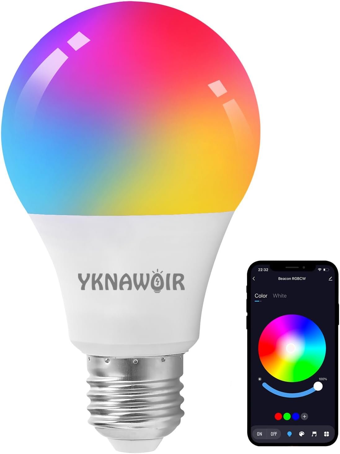 Smart Light Bulbs,Bluetooth Color Changing Light Bulbs That Work with tuya APP, RGB Warm Light A19 9W E27 800LM LED Light Bulb,Music Sync,Dimmable 16 Million Colours RGB Light Bulbs - Image 2