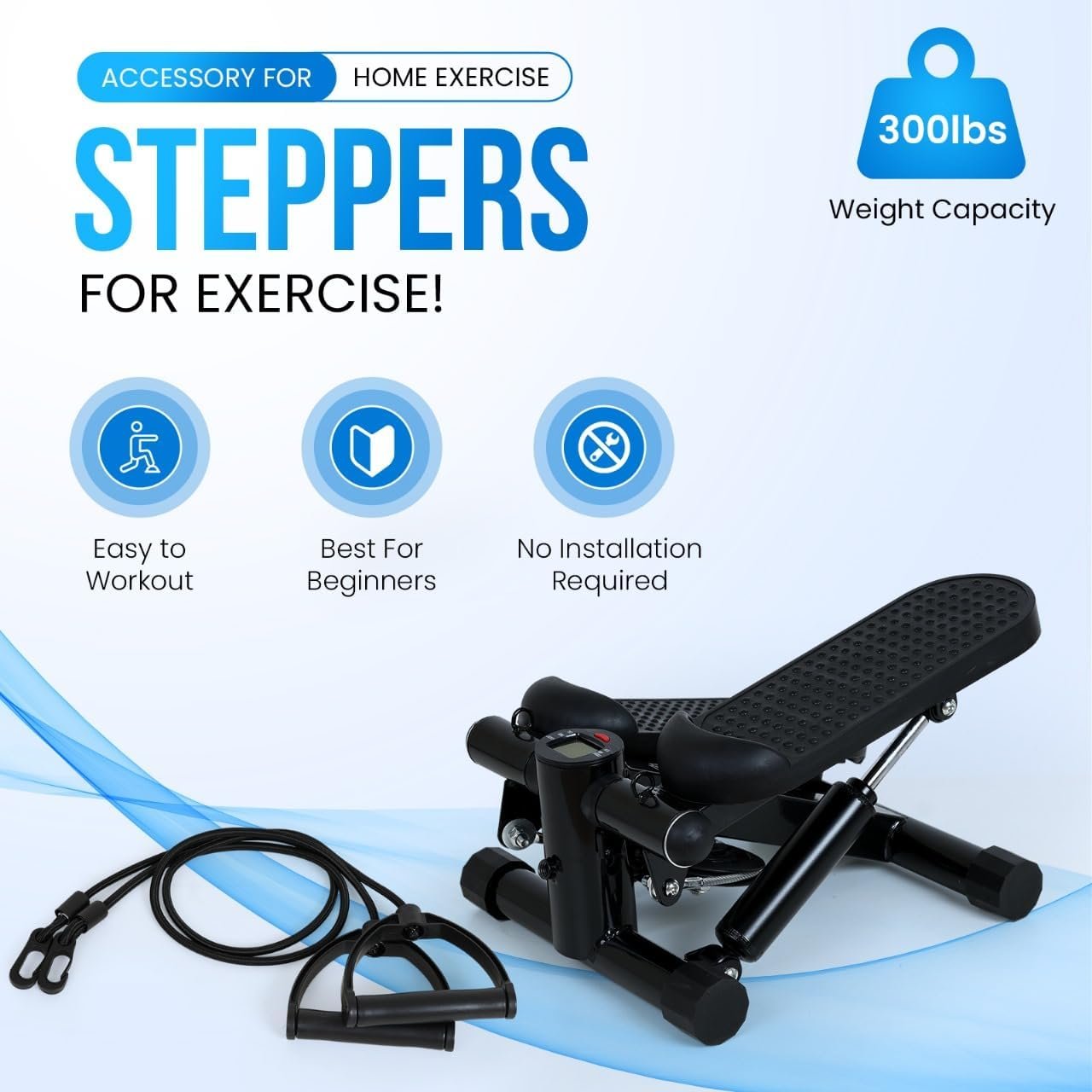 Steppers for Exercise at Home, Mini Stepper with Resistance Bands, Stair Stepper for Home, Stepper Exercise Machine, Compact Stepper Workout Equipment - Image 4