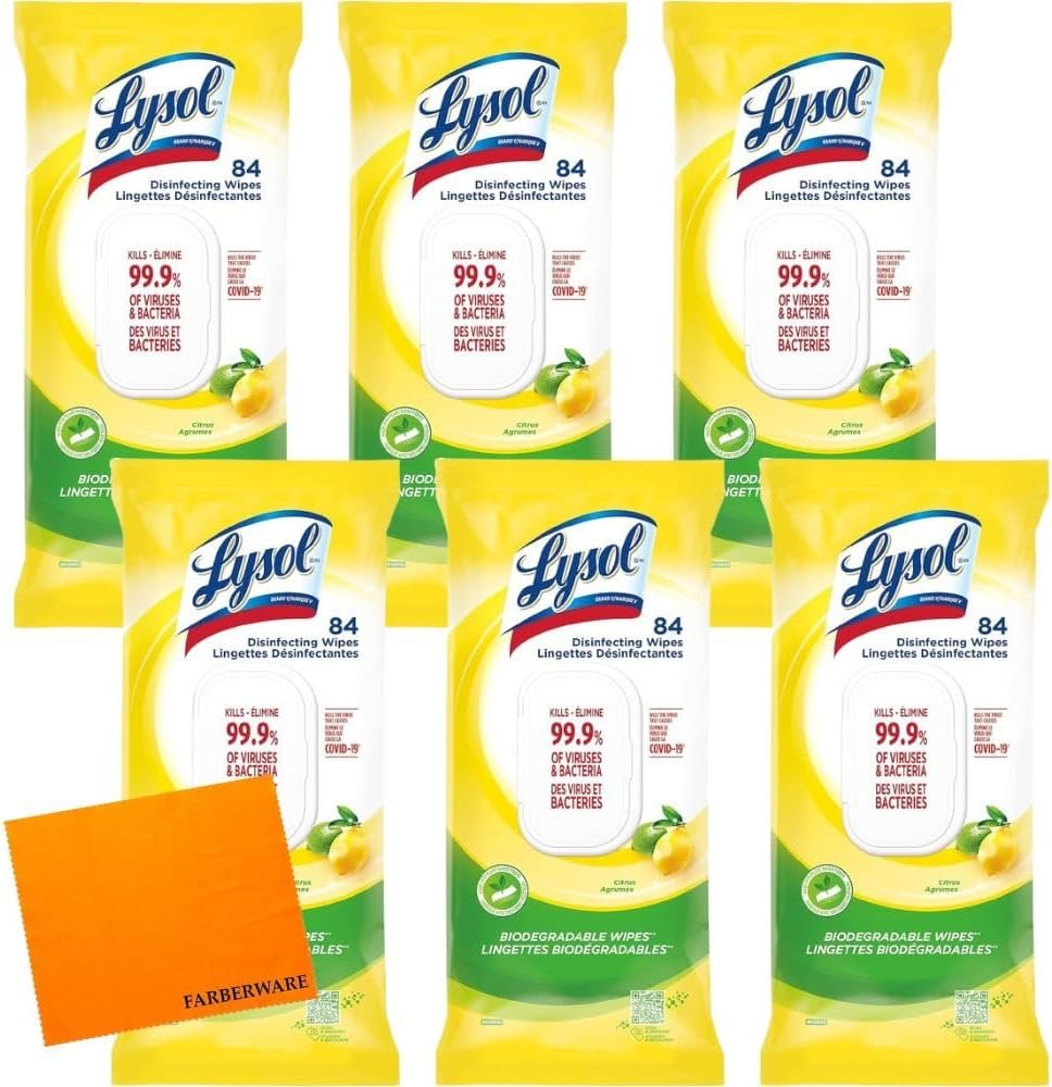 CAMEO LysoI' Disinfecting Biodegradable Wipes | 84 Wipes Per Pack (6 Pack) (Citrus) - Image 2