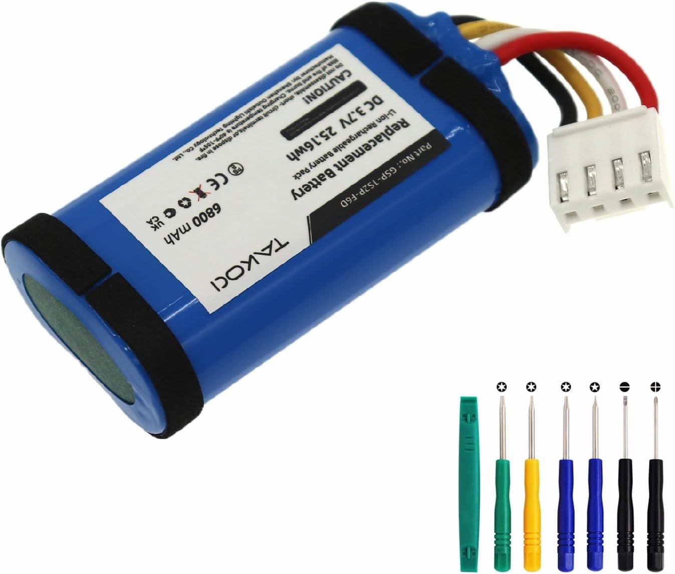 6800mAh Extended GSP-1S2P-F6D Battery Replacement Compatible with Flip 6 Waterproof Portable Bluetooth Speaker. - Image 2