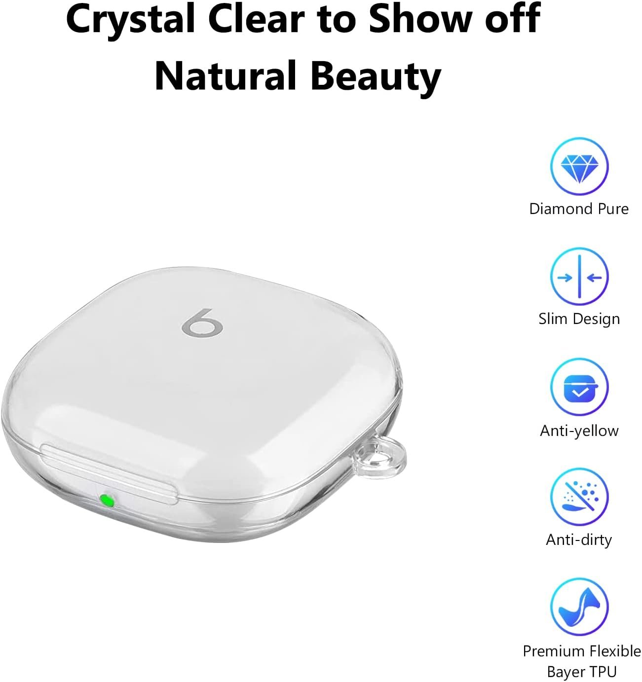 for Beats Fit Pro Case Clear, Soft TPU Clear Case for Beats Fit Pro Case Cover,Shockproof Transparent Beats Fit Pro 2021 Earbuds Case with Carabiner Keychain Accessories for Women Men-Clear - Image 3