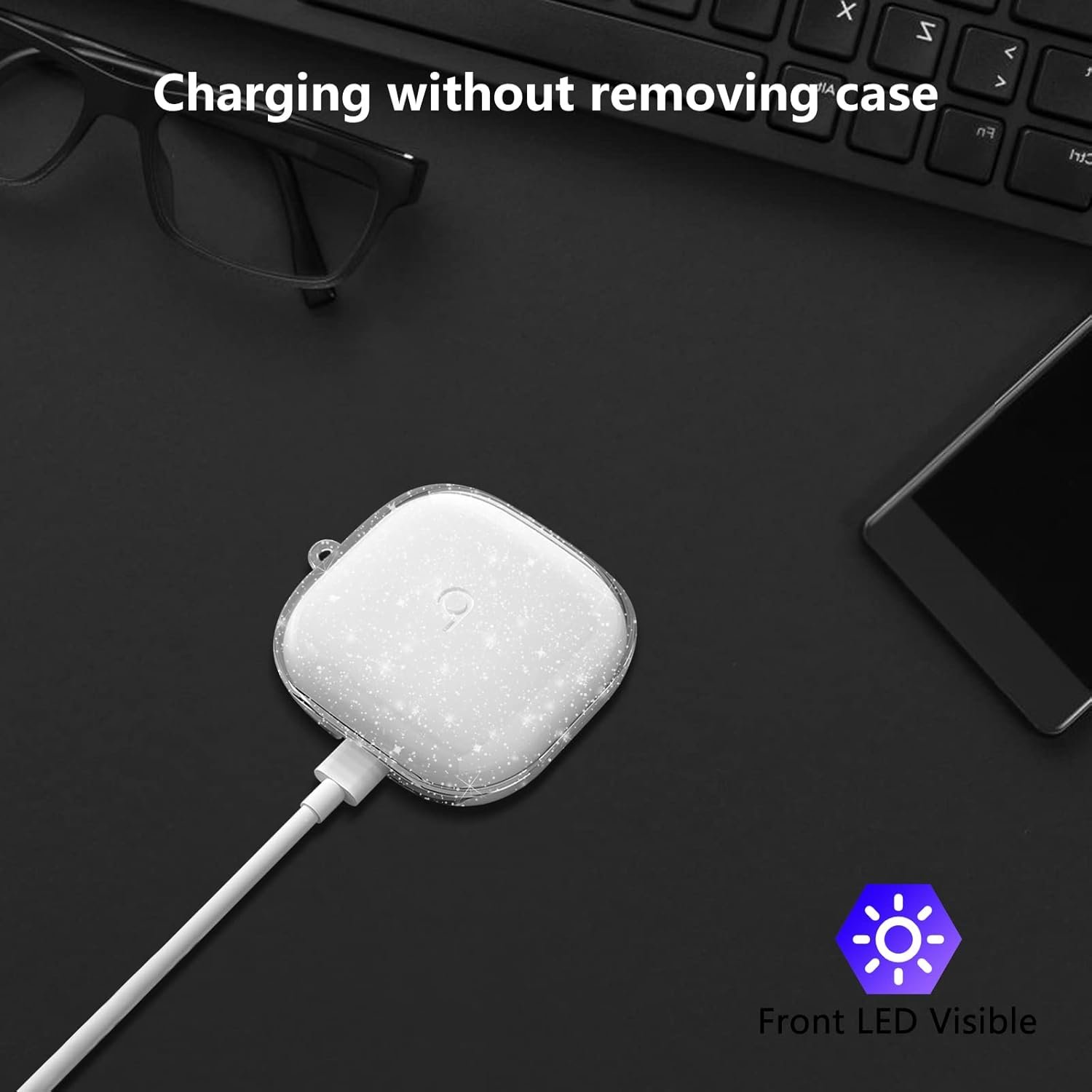 for Beats Fit Pro Case Clear Glitter,Sparkly Bling Clear Case for Apple Beats Fit Pro Case Cover 2021,Shockproof Full Protective Soft TPU Case for Beats Fit Pro with Carabiner Women-Glitter - Image 6