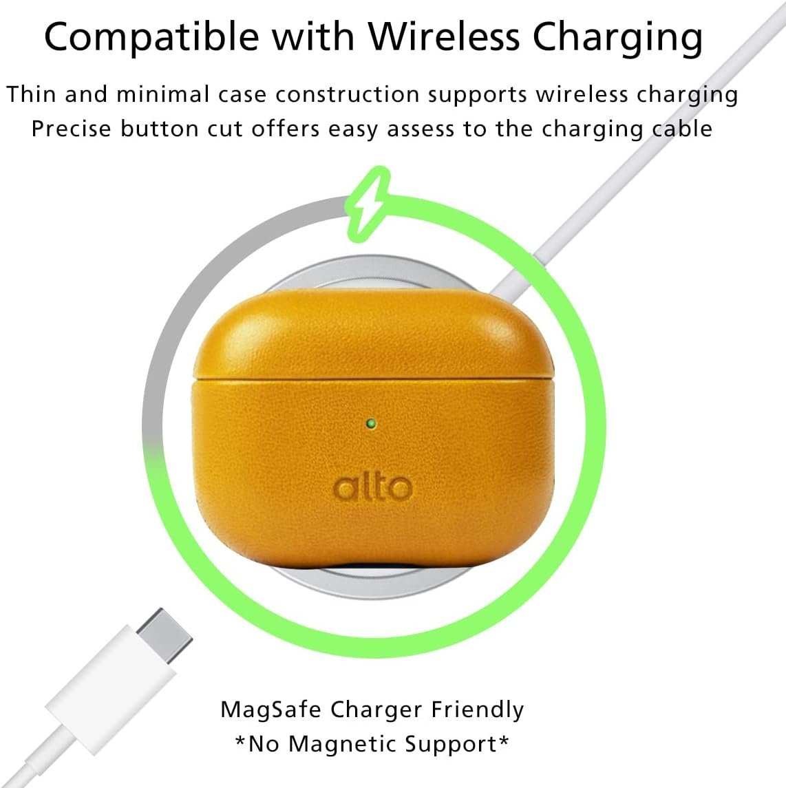 Alto Case for AirPods Pro 2 with Keychain, Italian Leather Case Cover Compatible AirPods Pro 2nd Generation 2022 Women Men Protective Hard Shell Supports Wireless Charging Front LED Visible (Brown) - Image 8