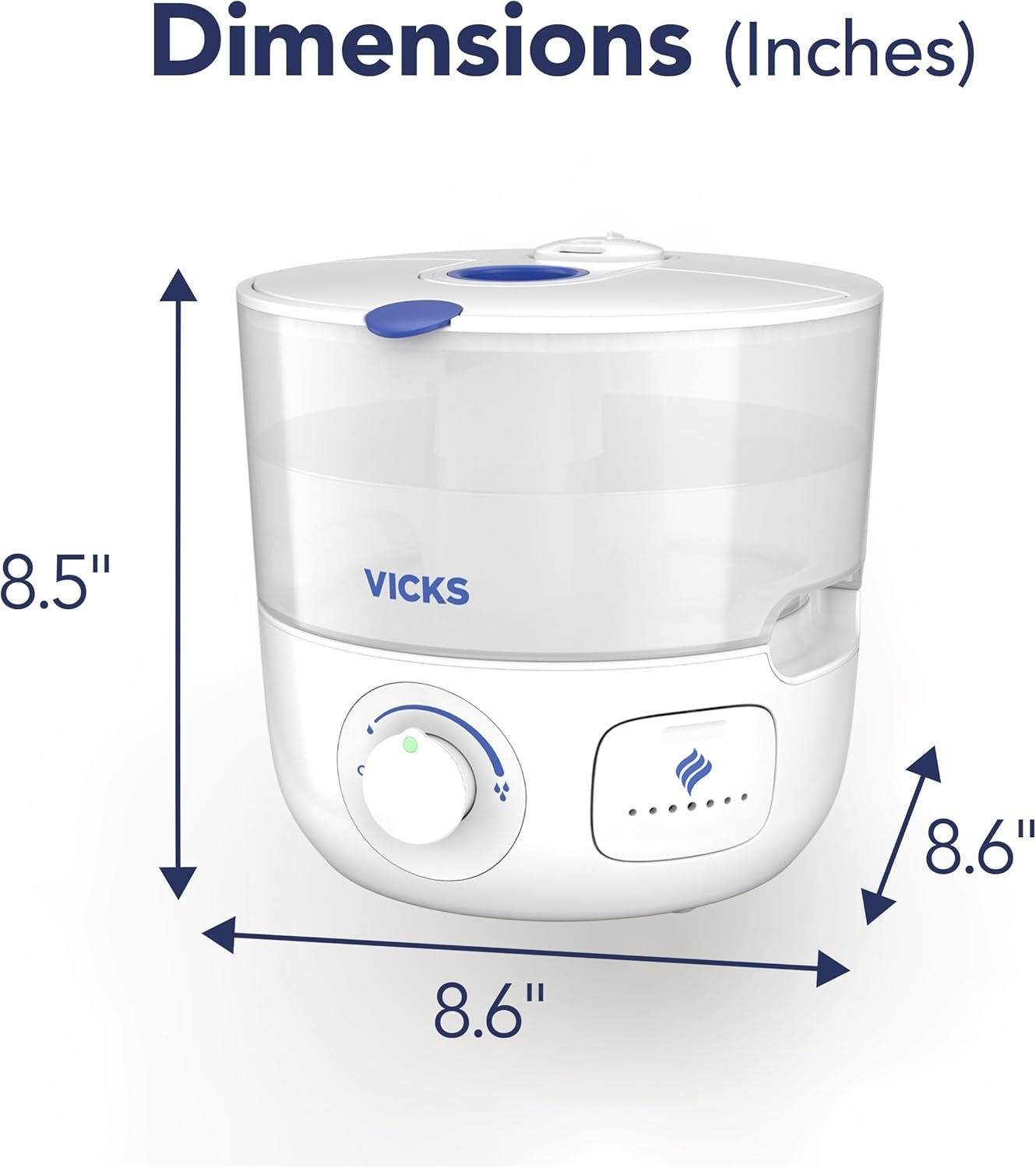 Vicks EasyCare Plus Top Fill Filter-Free Cool Mist Humidifier, Small Room–For Vapors 2 Ways –Works with Vicks VapoPads and VapoSteam, White - Image 9