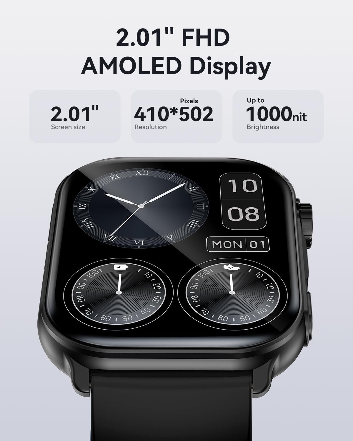 Smart Watch for Men Women(Answer/Make Calls), 2.01" AMOLED HD Display Heart Rate Sleep Monitor Fitness Activity Tracker for Android iOS,B2 - Image 3