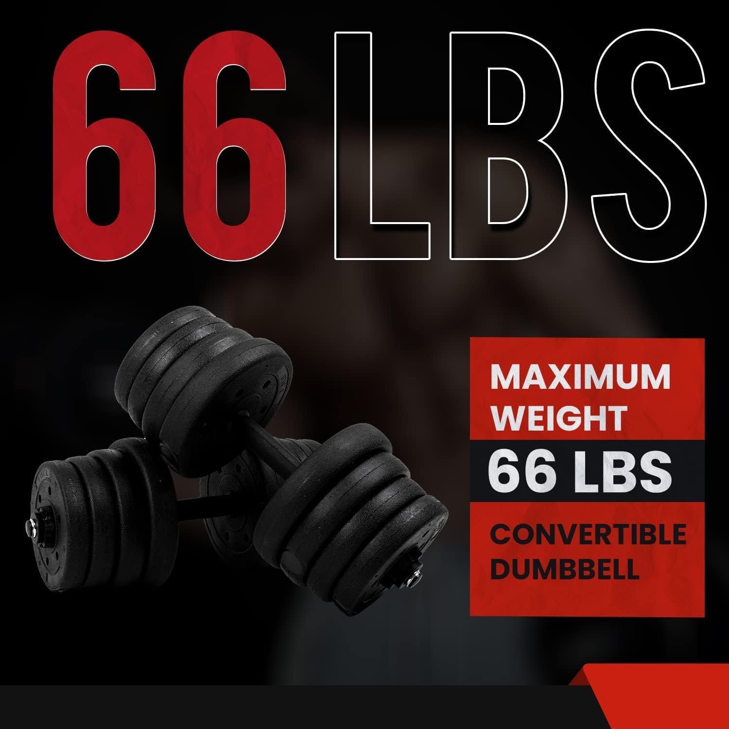 66 lbs Adjustable Dumbbell Sets 2 in 1 Free Weights Dumbbells with Anti-Slip Metal Handle for Men and Women Strength Training Home Gym Workout Equipment for Full Body Workout Fitness(Pair) - Image 5