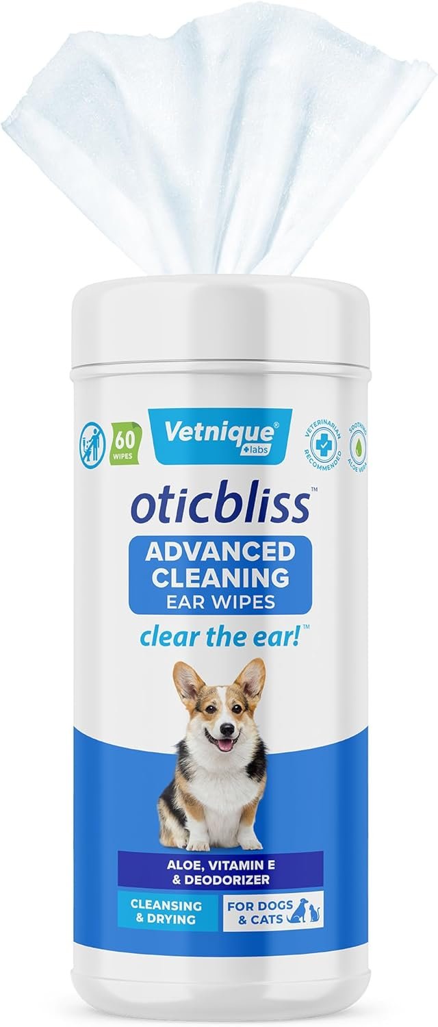 VETNIQUE Oticbliss Advanced Cleaning Ear Wipes for Dogs for Odor Control, Dirt and Wax Removal with Soothing Aloe Vera, Salicylic Acid & Vitamin E, (Ear Cleaning Wipes, Advanced Cleaning Large) - Image 2