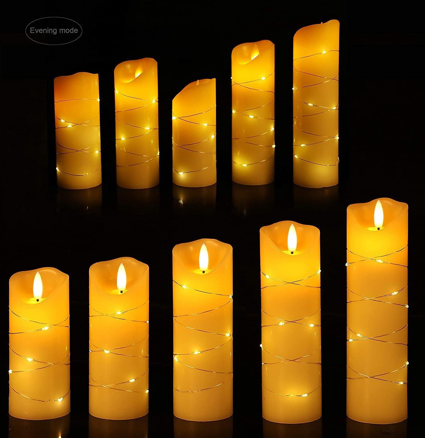 LED flameless Candle, with Embedded Starlight String,( danip)5-Piece LED Candle, with 10-Key Remote Control, 24-Hour Timer Function, Dancing Flame, Real Wax, Battery-Powered. (Ivory White) - Image 5