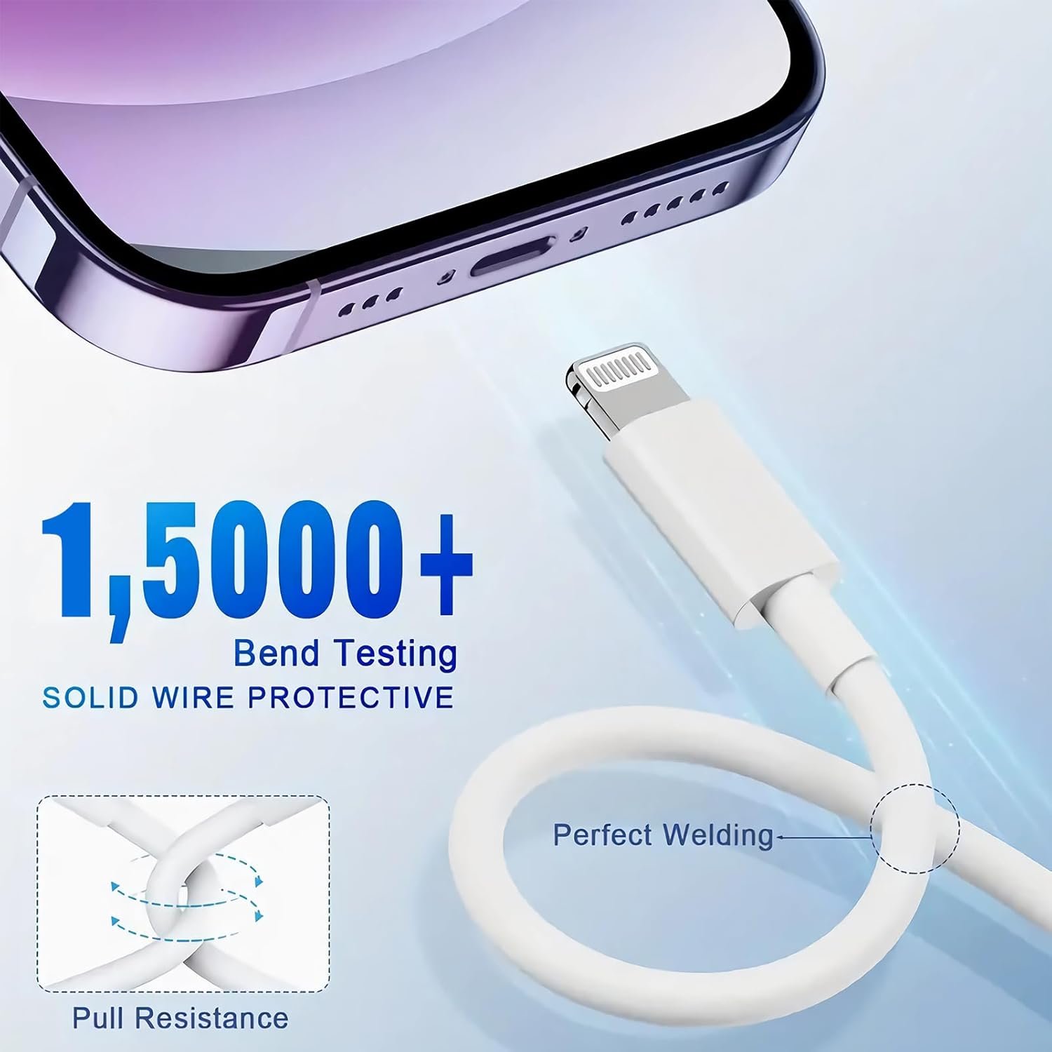 USB C Wall Charger,Dual Port 10FT iPhone Charger 20W PD+QC3.0 Power Adapter Fast Charging Block Plug with 10ft USB C to Lightning Cable for iPhone 14/14 Pro/14 Pro Max/13/12/11/Pro Max/XS/XR/X/AirPods - Image 7