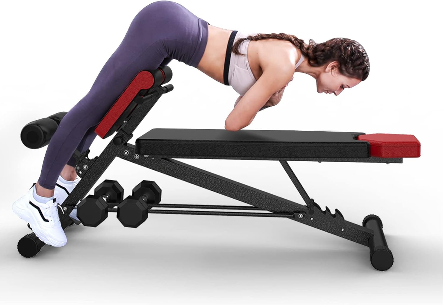 Finer Form Multi-functional Adjustable Weight Bench with Free Workout Chart. Adjust to Hyper Back Extension, Roman Chair, Ab Sit Up Bench , Decline, Flat, No Incline. Perfect Workout Equipment for a Weights Dumbbells Set - Image 2