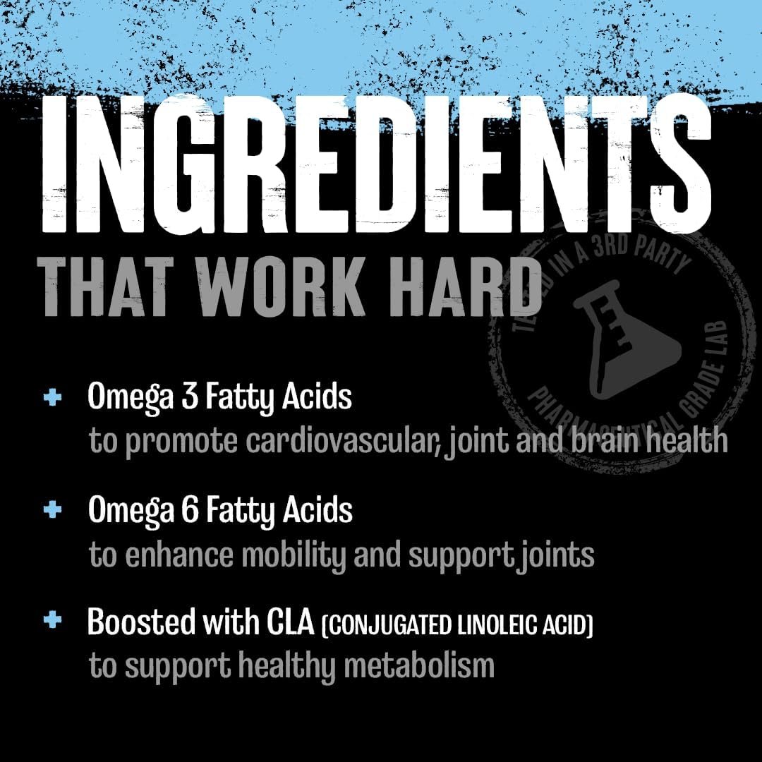 Animal Advanced Omega Essential Fatty Acids - High Potency 3500mg Omega 3 & Omega 6 Supplement with EPA, DHA, ALA, CLA, GLA for Heart, Brain, Joint, Skin, Eye, Metabolism, Immune Health - 30 Day Pack - Image 8