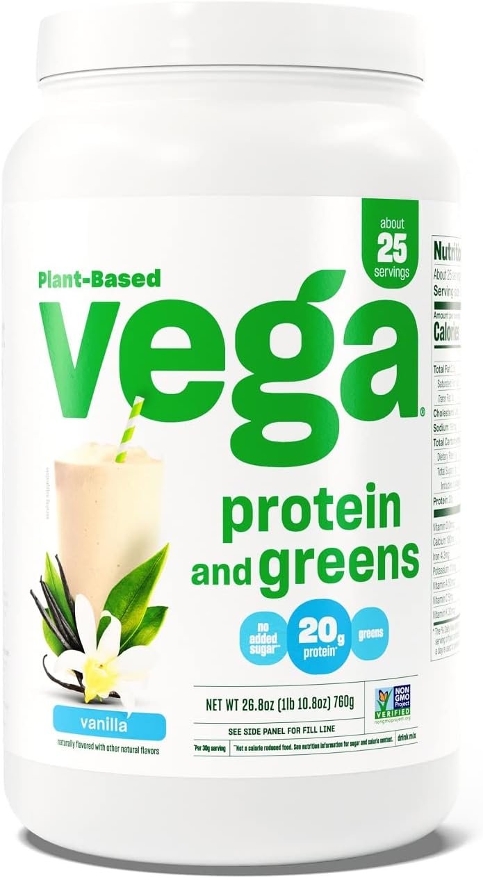 Vega Protein and Greens Protein Powder, Vanilla - 20g Plant Based Protein Plus Veggies, Vegan, Non GMO, Pea Protein for Women and Men, 1.7 lbs (Packaging May Vary) - Image 2