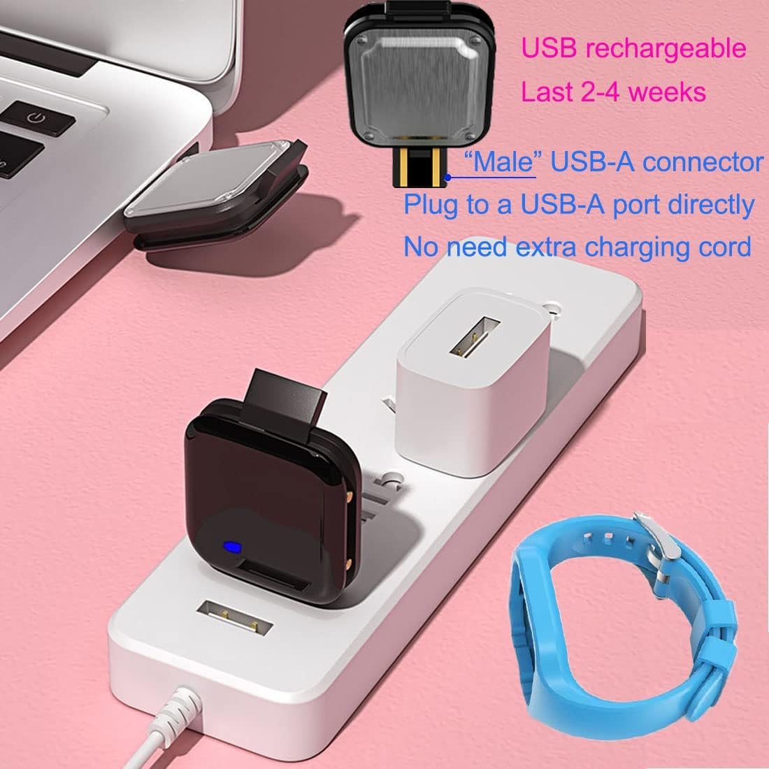 Rechargeable Vibrating Alarm Reminder Watch - Potty Training Watch with Countdown Timer (Black, Square) - Image 4