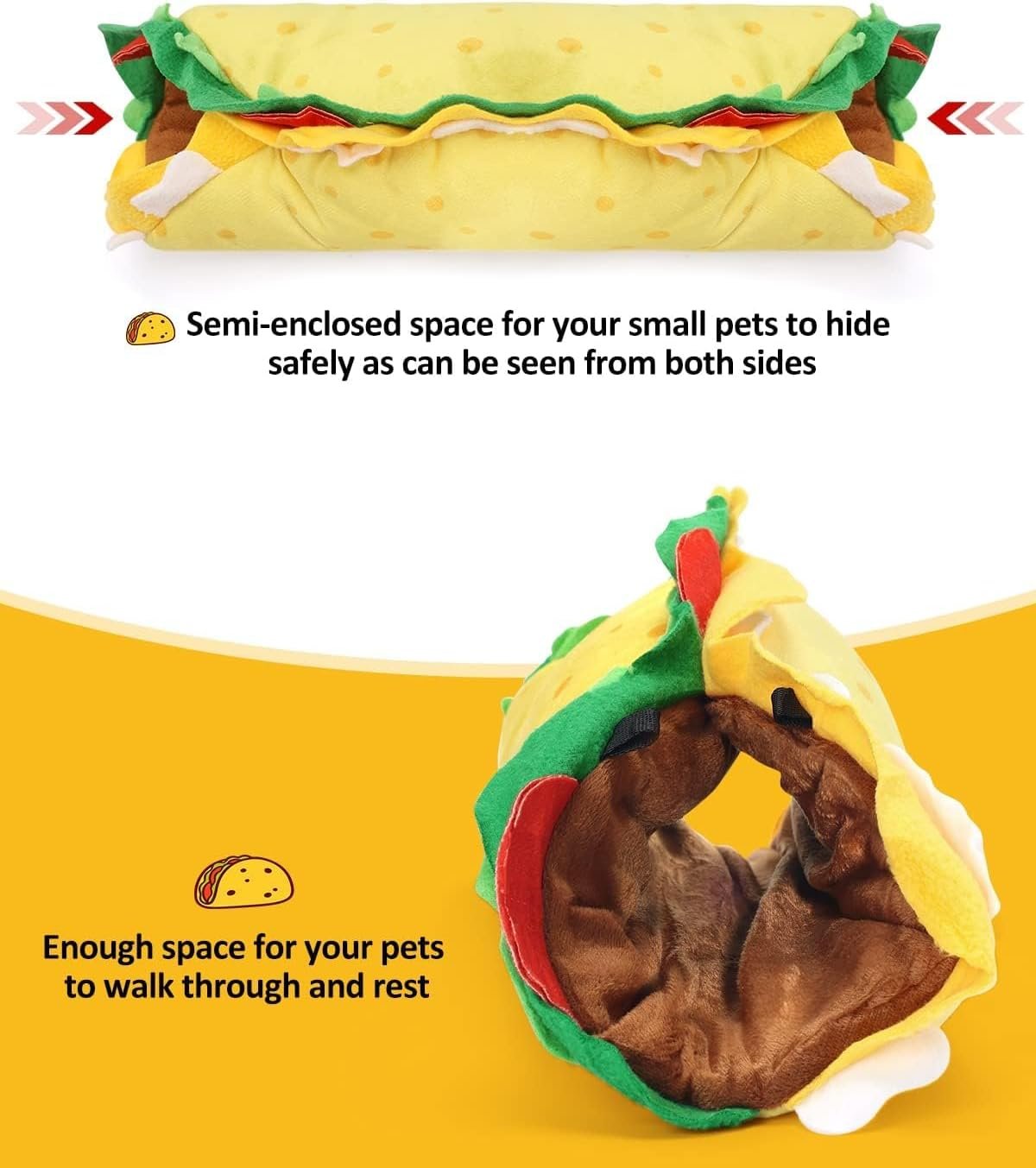 Percozzi Taco Hamster Hammock Hideout Tunnel House Rat Toys Cage Accessories Bed Ferrets Guinea Pigs Chinchill Sugar Glider Small Animal Habitat - Image 4