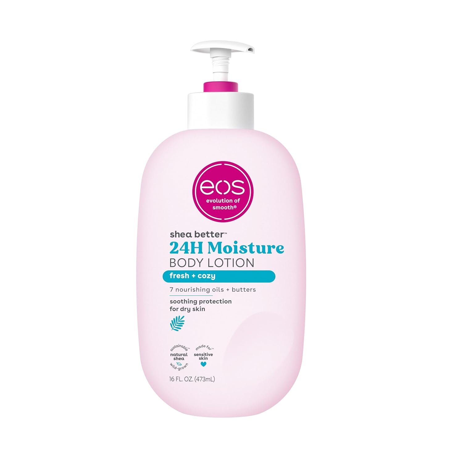 eos Shea Better Body Lotion- Fresh & Cozy, 24-Hour Moisture Skin Care, Lightweight & Non-Greasy, Made with Natural Shea, Vegan, 16 Fl Oz (Pack of 1) - Image 2