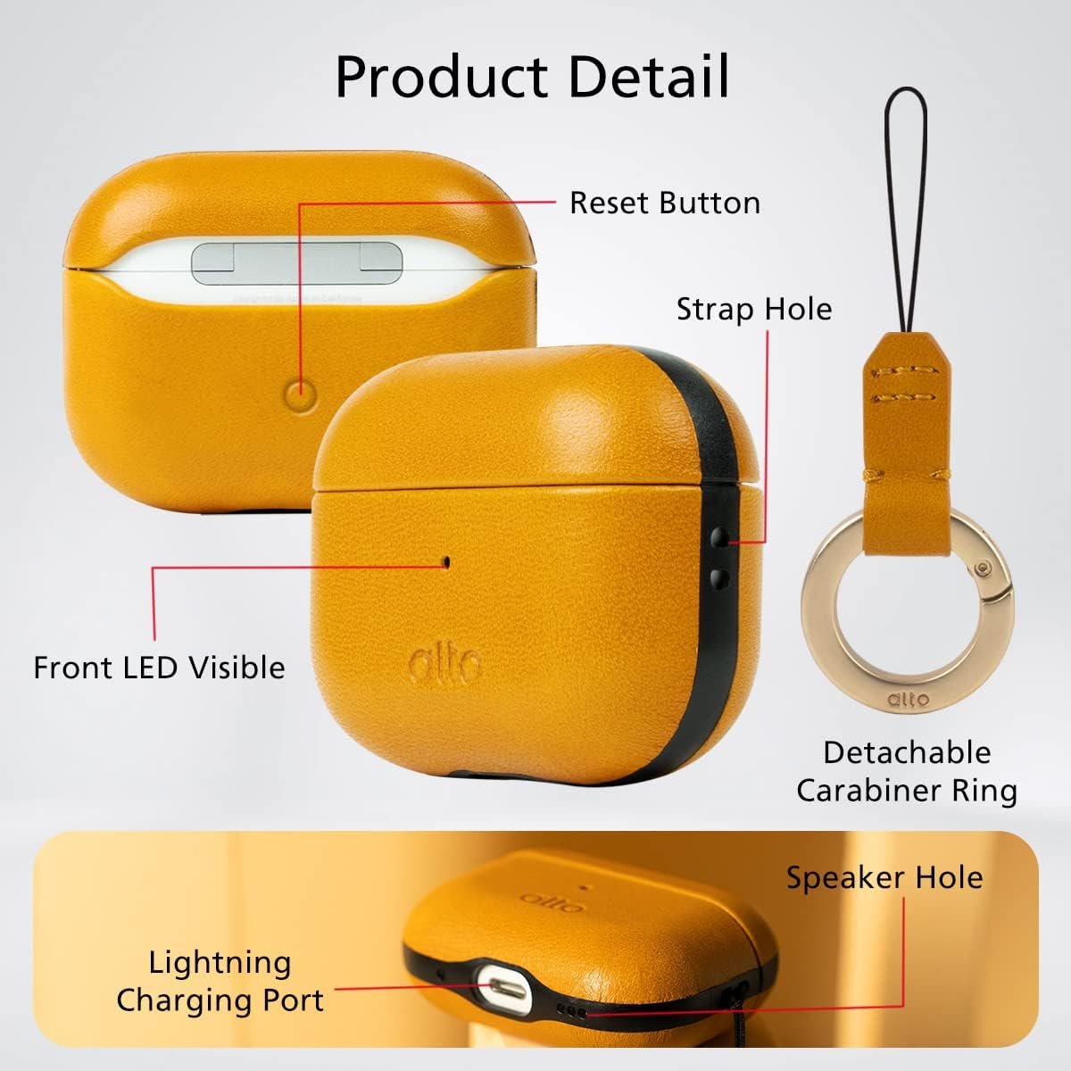 Alto Case for AirPods Pro 2 with Keychain, Italian Leather Case Cover Compatible AirPods Pro 2nd Generation 2022 Women Men Protective Hard Shell Supports Wireless Charging Front LED Visible (Brown) - Image 6