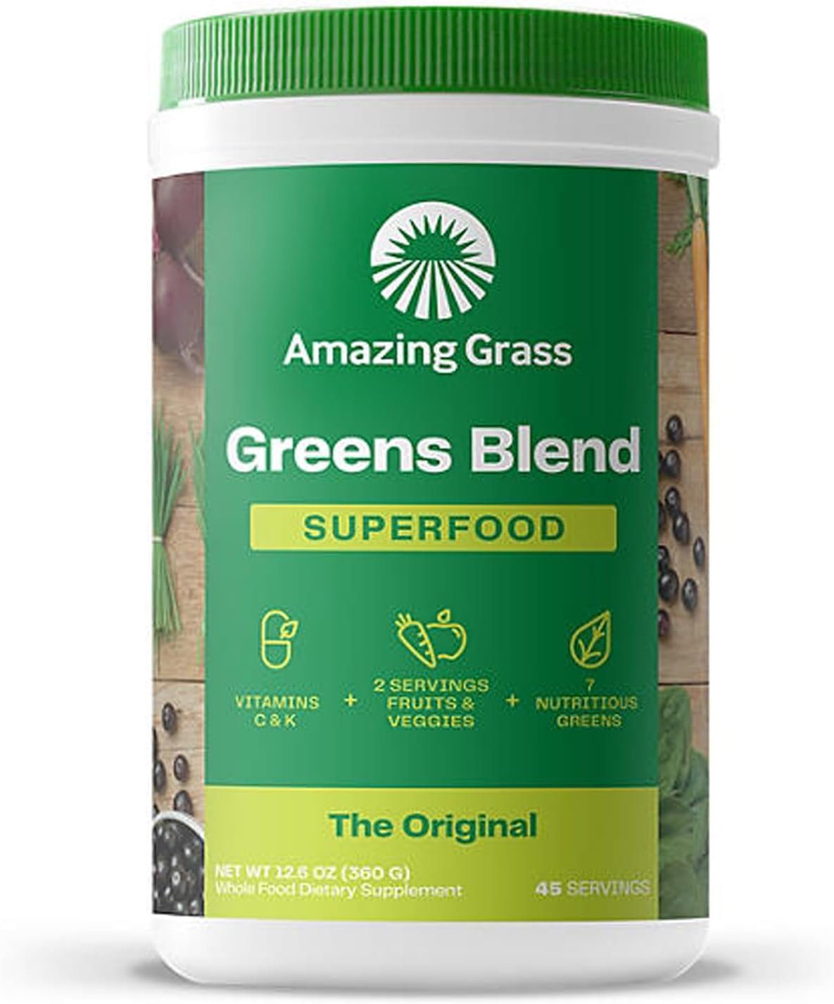 Amazing Grass Super Greens Powder: Organic Spirulina, Alfalfa, Beet Root Blend with Digestive Enzymes & Probiotics - Original Flavor, 45 Servings - Image 2