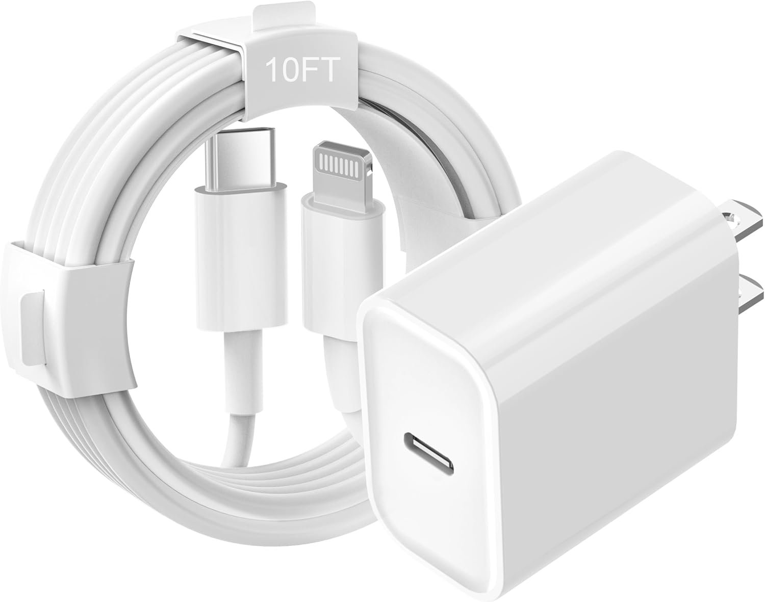 iPhone Charger Fast Charging 10 FT, PD 20W USB C Wall Charger Block with 10FT Long Type C to Lightning Fast Charging Data Sync Cable Compatible with iPhone 14 13 12 11 XS XR X 8 iPad - Image 2