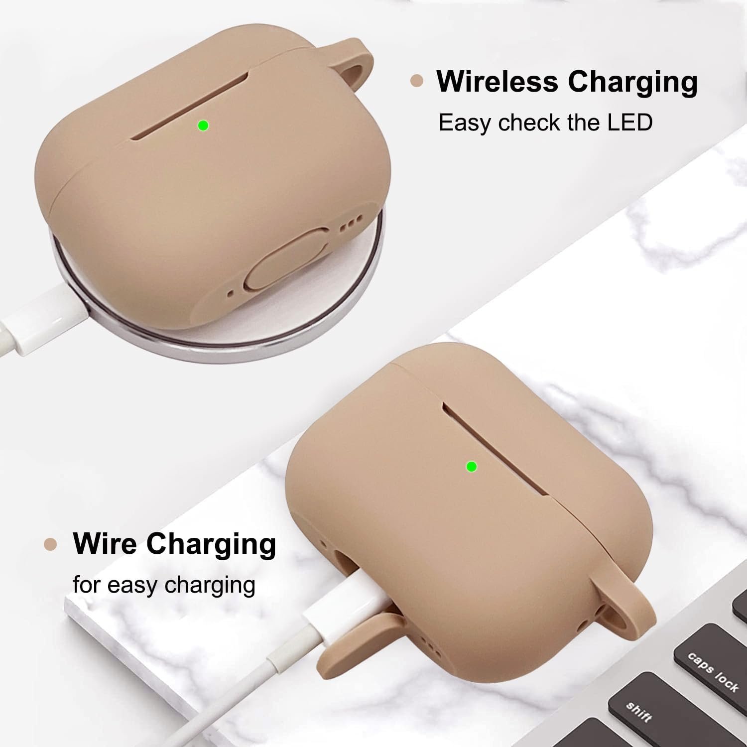 Compatible with AirPods Pro 2nd Generation Case with Cleaner Kit, Silicone Protective Case for Apple AirPod Pro 2nd/1st Earbuds Wireless Charging Cases with Girl Bling Keychain (Milk Tea) - Image 6