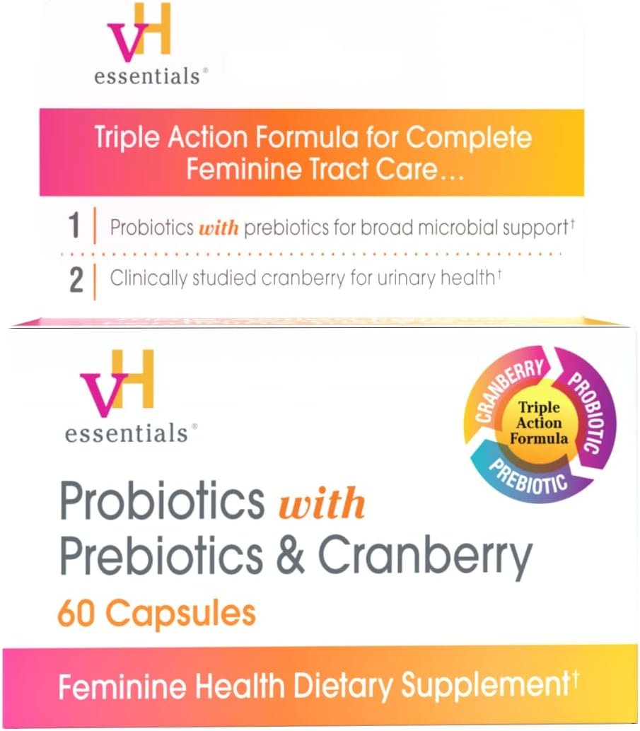 vH essentials Probiotics with Prebiotics and Cranberry Feminine Health Supplement - 60 Capsules - Image 2