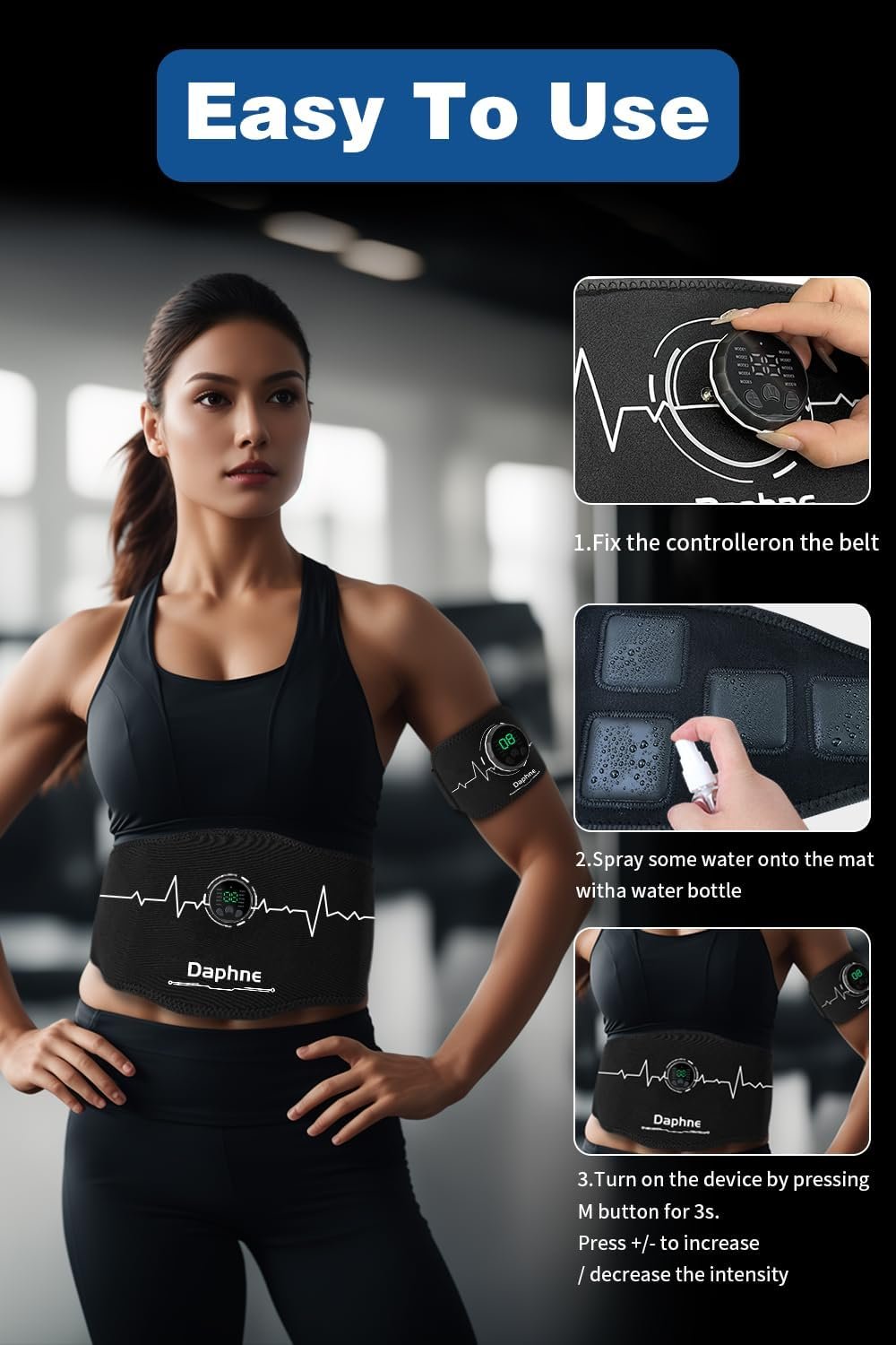 Daphne ABS Stimulator, Ab Stimulator Muscle Toner, Effective Muscle Stimulator for Abdomen, Arms, Legs, Home Office Abdominal Toning Belt, Fitness Workout Equipment for Men,Women White - Image 4