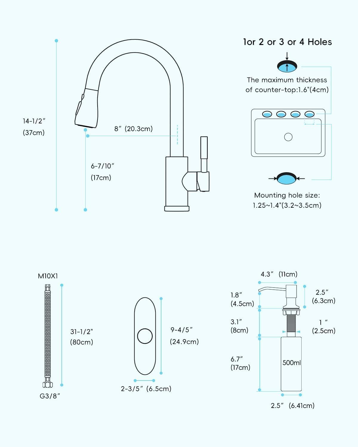 APPASO Touchless Kitchen Faucet with Pull-Down Sprayer, Kitchen Sink Faucet Touchless Brushed Nickel, Single Handle Hands-Free Motion Sensor Faucets Suitable for 1 or 3-Hole Sink, Stainless Steel - Image 7
