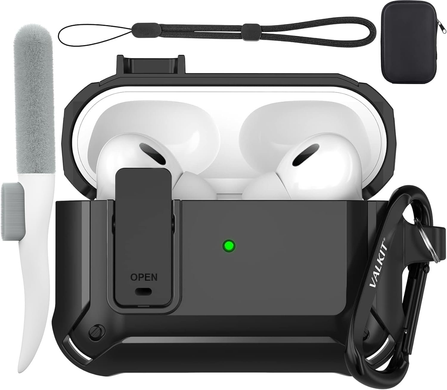 Valkit Compatible Airpods Pro 2nd/1st Generation Case Cover with Cleaner Kit, Military AirPod Pro 2 Case with Lock & Lanyard Cool Shockproof Protective Case for Airpod Pro Gen 2nd/1st(2023/2022/2019) - Image 2
