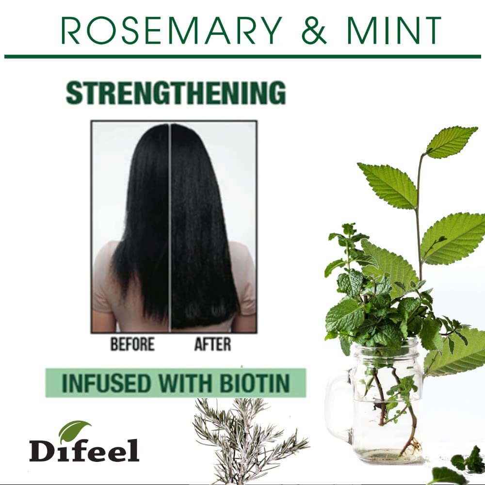 Difeel Rosemary and Mint Strengthening Leave-In Conditioning Spray with Biotin Bonus Size 8 oz. - Made with Natural Mint & Rosemary Oil for Hair Growth - Image 4