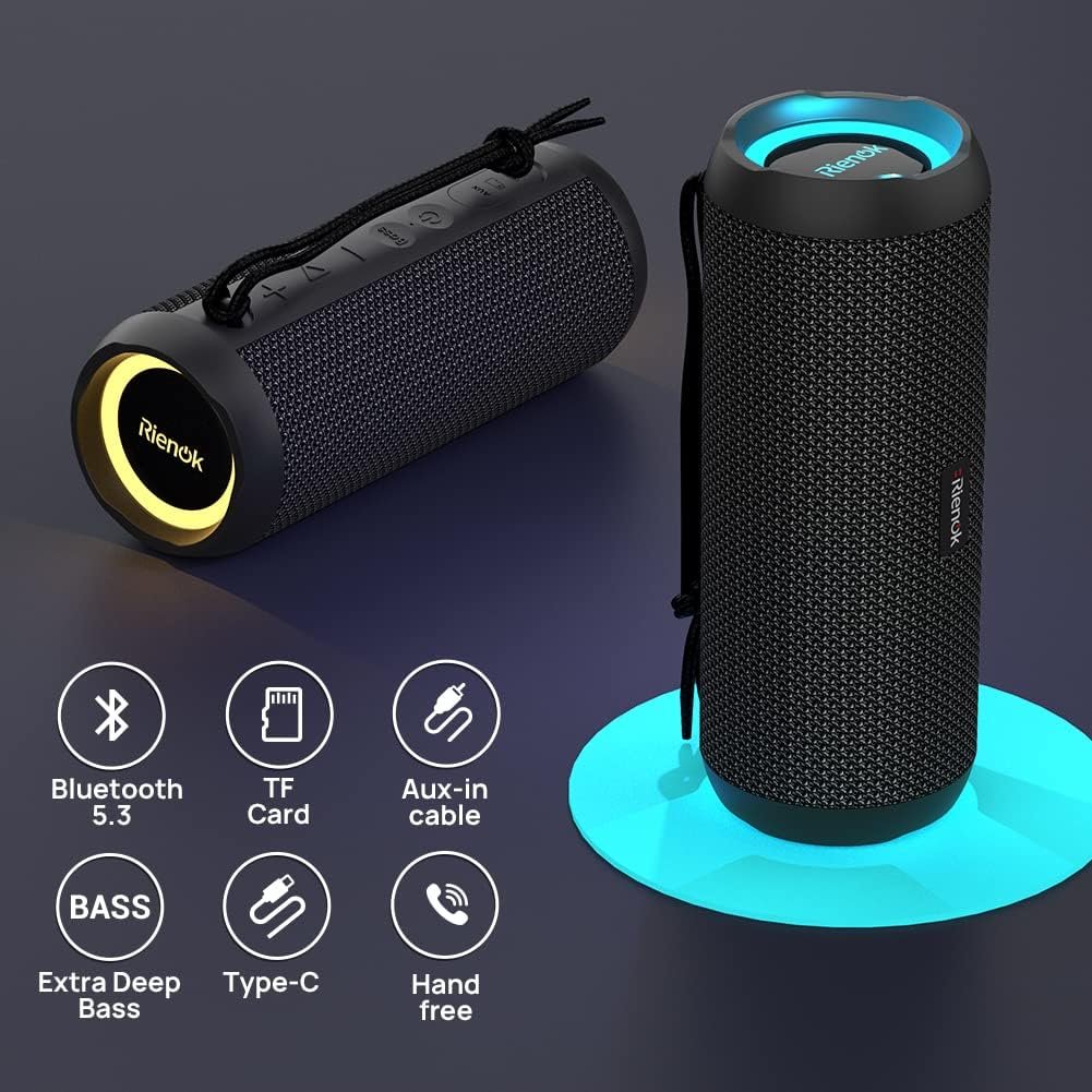 RIENOK Portable Bluetooth Speaker 30W Dual Pairing True Wireless Stereo HD Sound IPX7 Waterproof Outdoor Sport Shower Wireless Speaker Bluetooth 5.3 for Home Party - Image 6