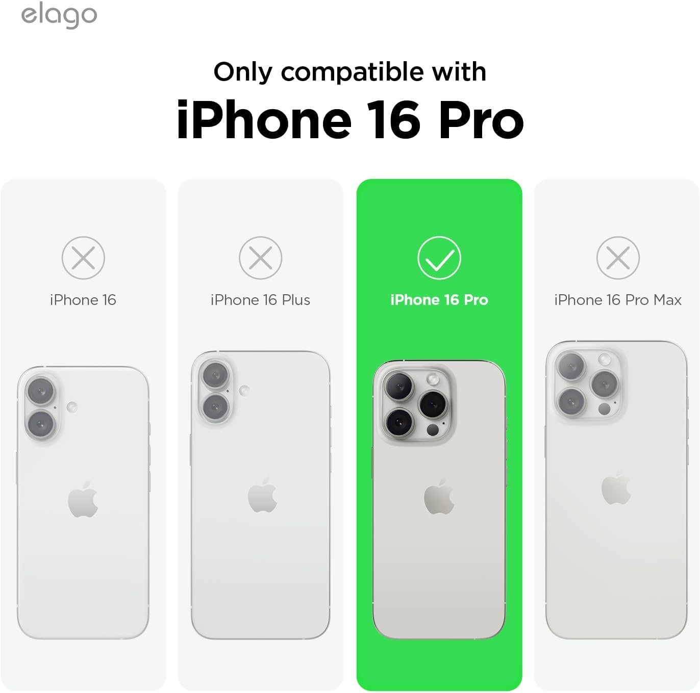 elago Compatible with iPhone 16 Pro Case, Premium Liquid Silicone Case, Full Body Protective Cover, Shockproof, Slim Phone Case, Anti-Scratch Soft Microfiber Lining, 6.3 inch (Midnight Green) - Image 3