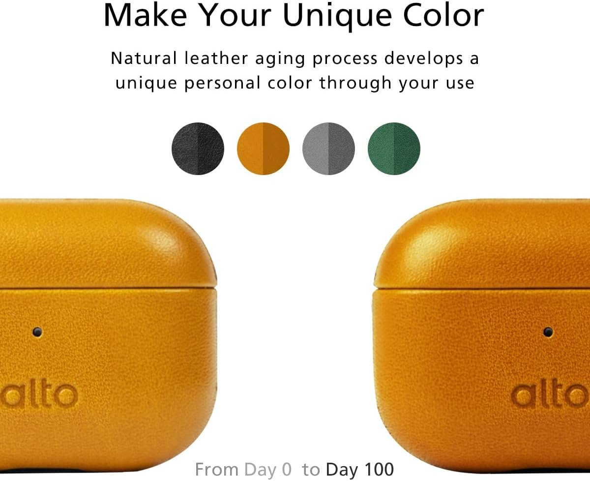 Alto Case for AirPods Pro 2 with Keychain, Italian Leather Case Cover Compatible AirPods Pro 2nd Generation 2022 Women Men Protective Hard Shell Supports Wireless Charging Front LED Visible (Brown) - Image 7